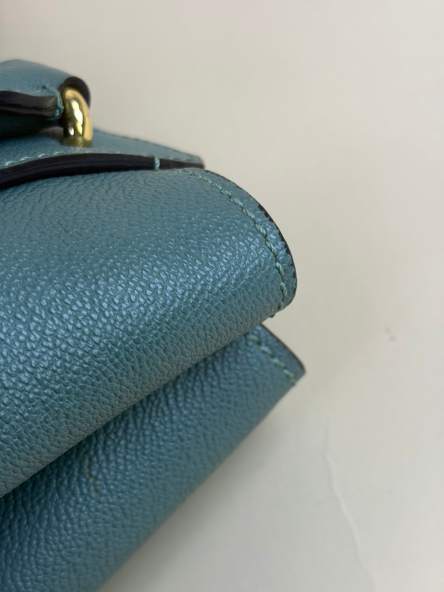 Burberry grained leather green buckle medium tote bag