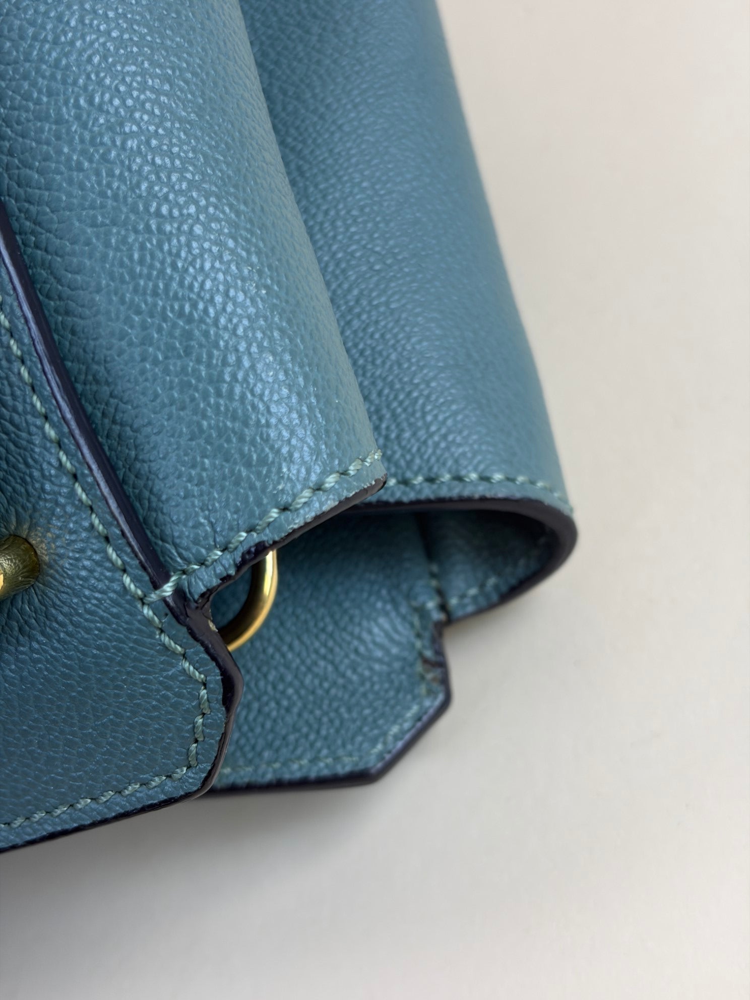 Burberry grained leather green buckle medium tote bag