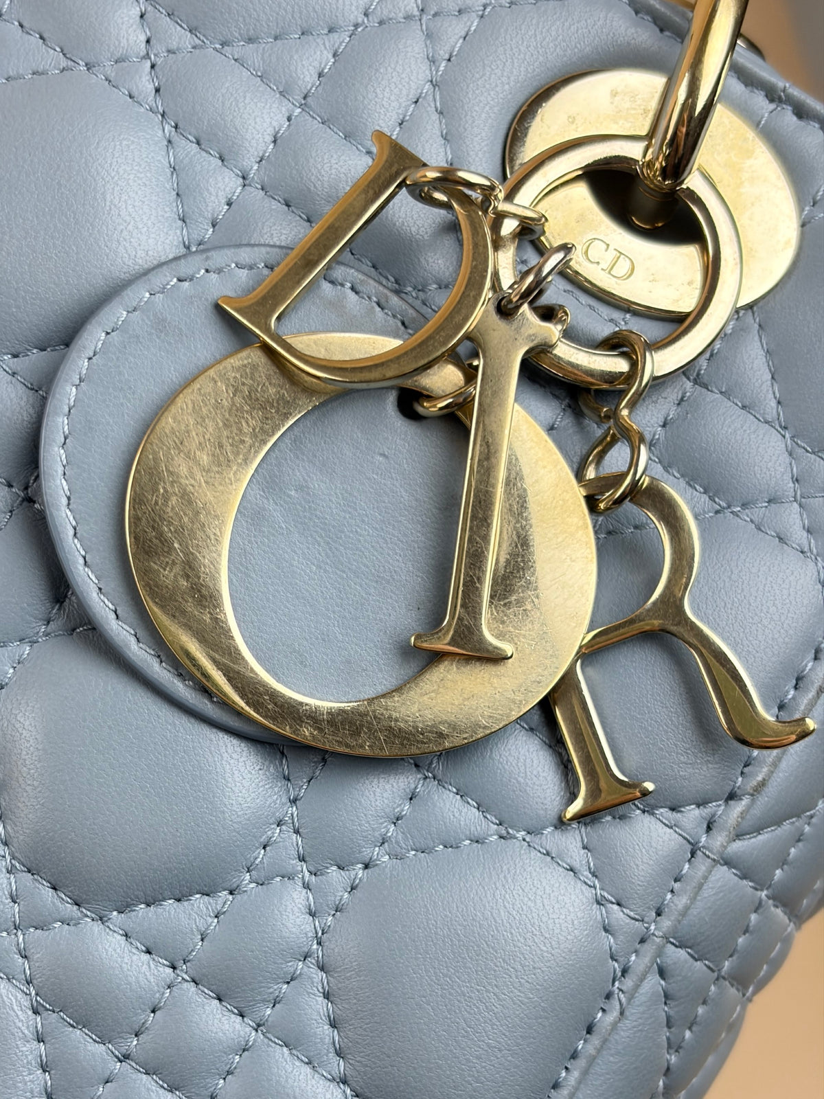 Christian Dior grey cannage lambskin small lady dior my abcd