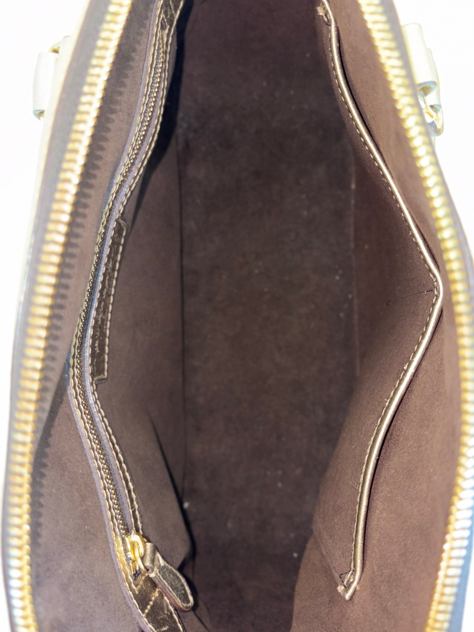 Burberry orchard bowling bag gold metallic top handle