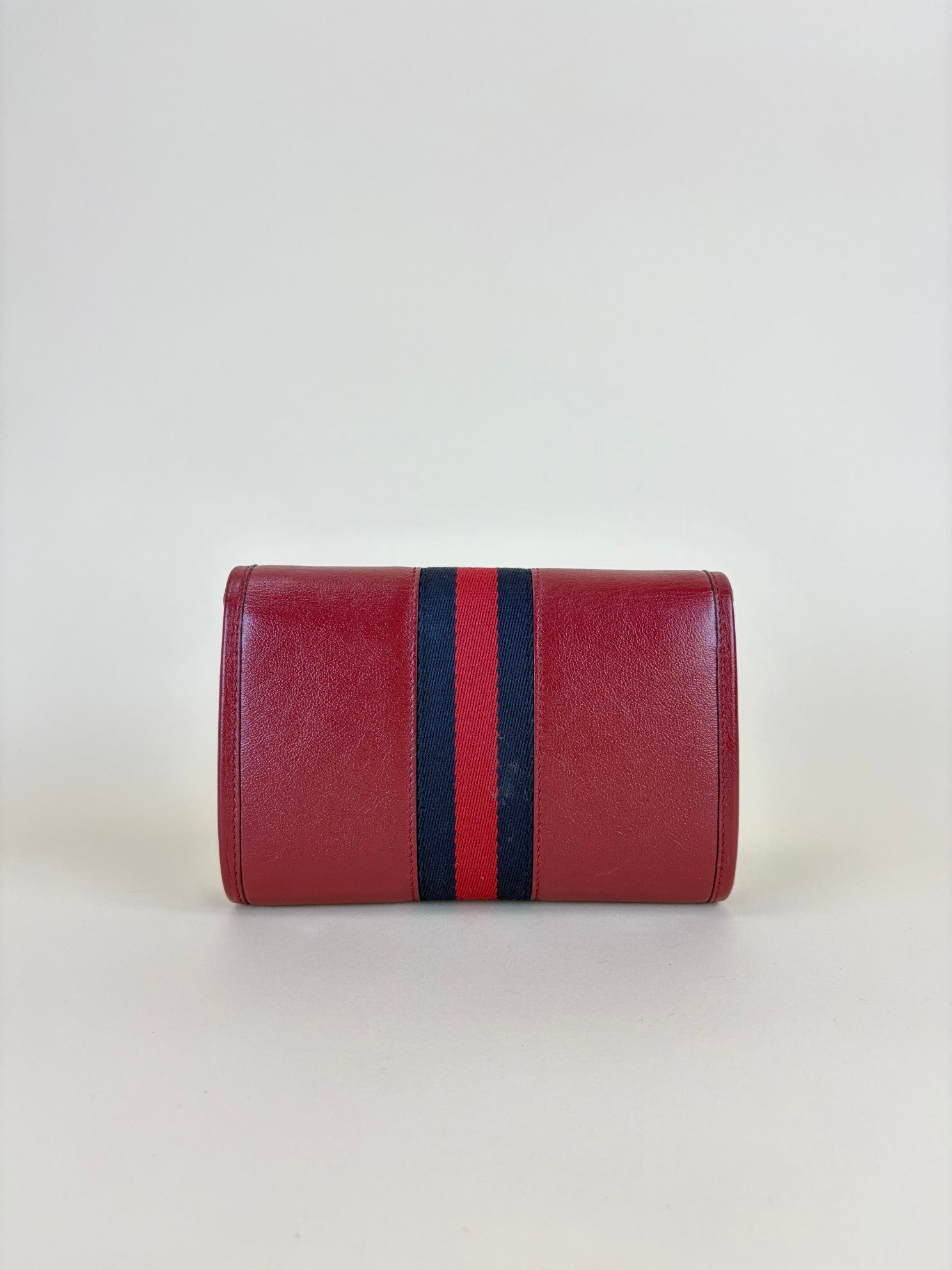 GUCCI red mini rajah web leather