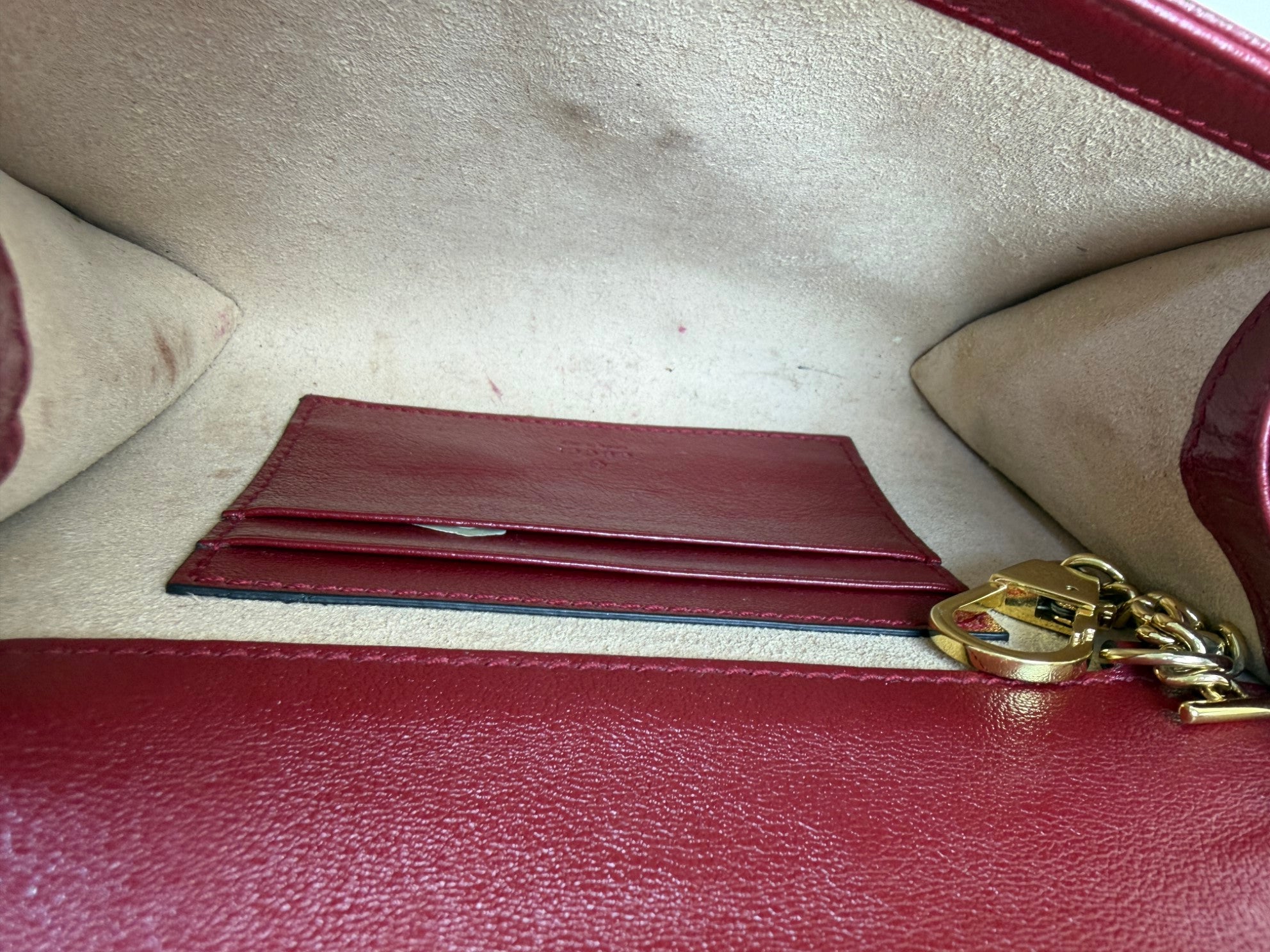 GUCCI red mini rajah web leather