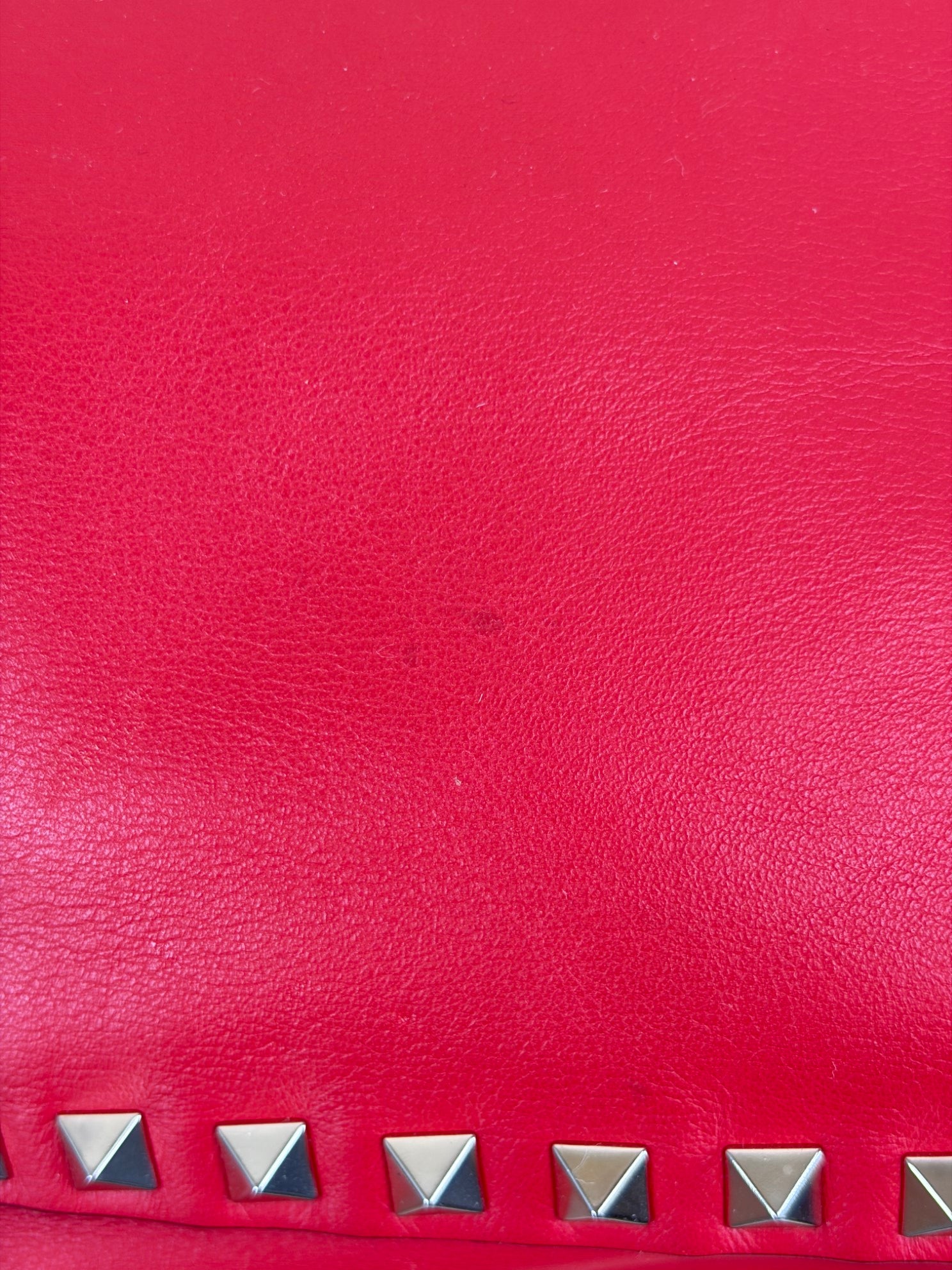 Valentino Gravano red soft leather rock stud medium tote bag