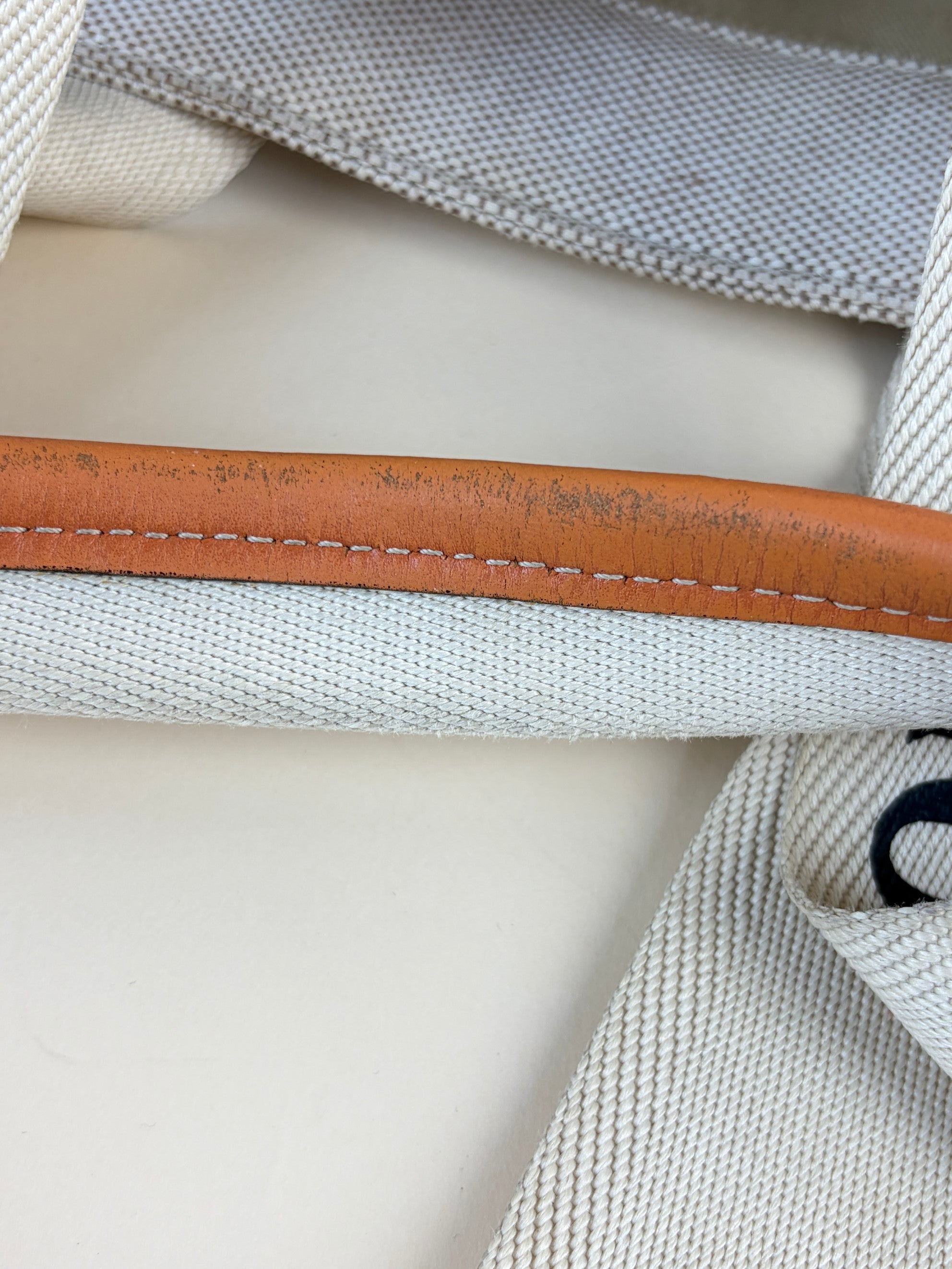 Chloe orange calfskin beige linen canvas woody medium bag