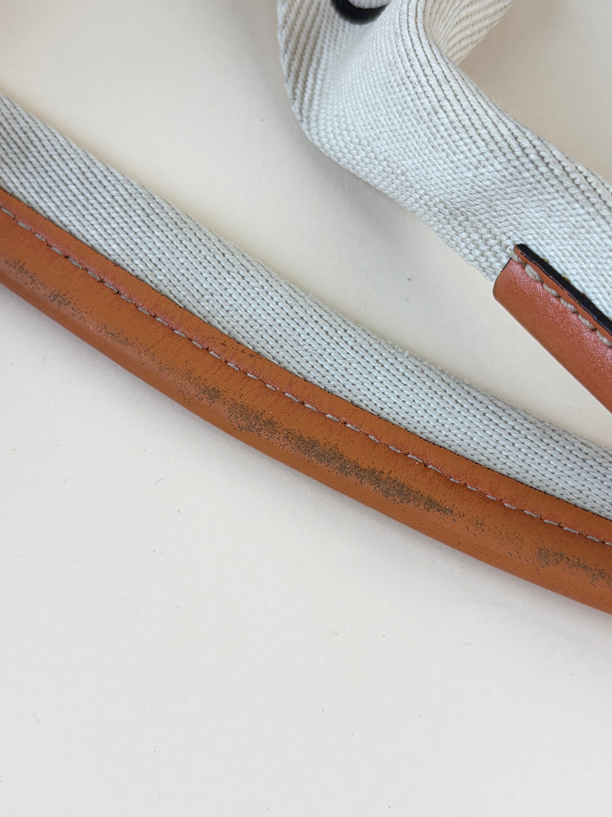 Chloe orange calfskin beige linen canvas woody medium bag