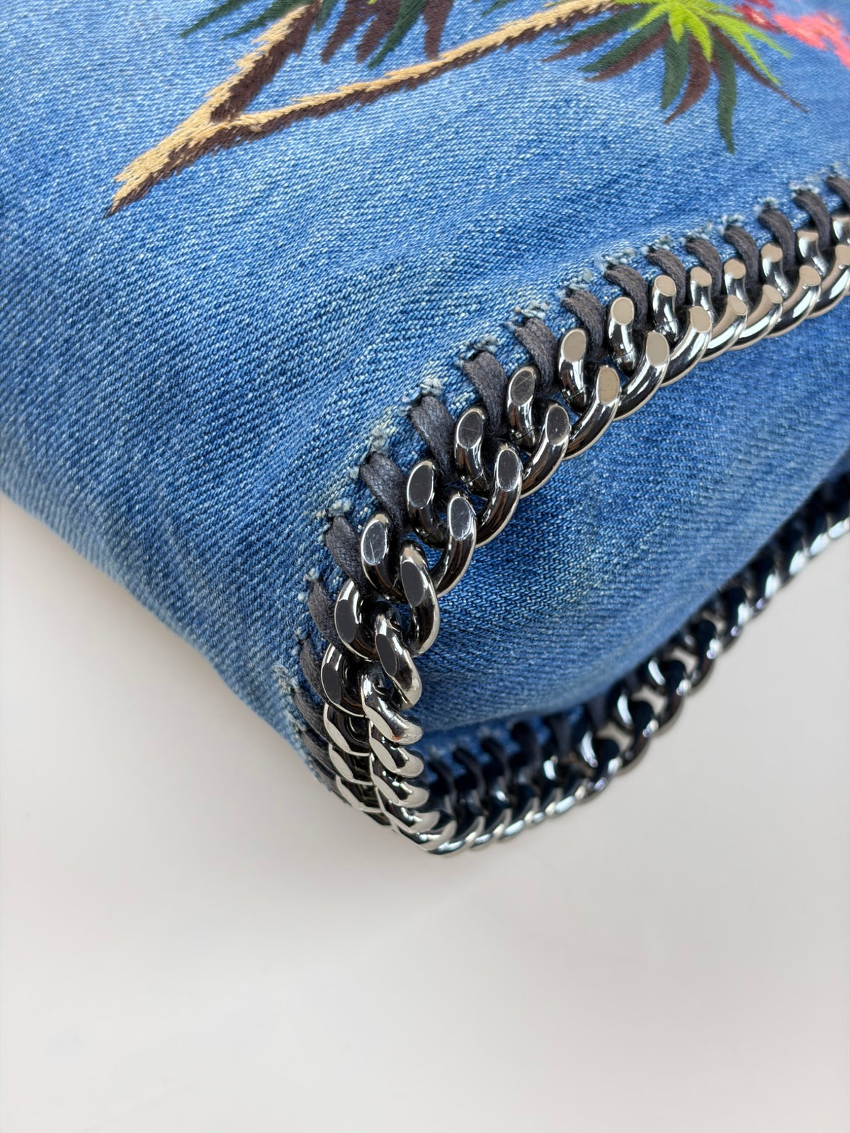 Stella McCartney blue denim mini Falabella embroidered cactus Bag