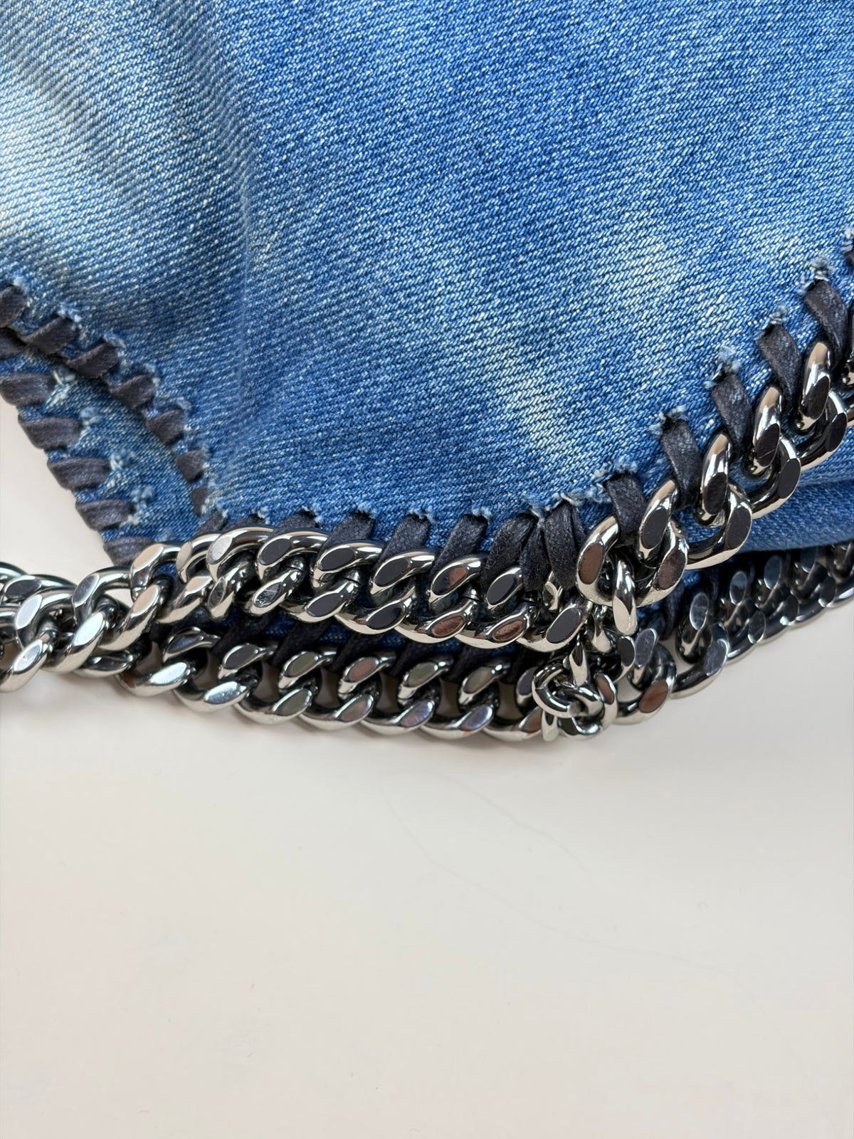 Stella McCartney blue denim mini Falabella embroidered cactus Bag