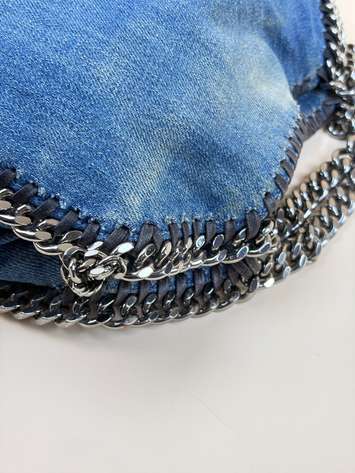 Stella McCartney blue denim mini Falabella embroidered cactus Bag