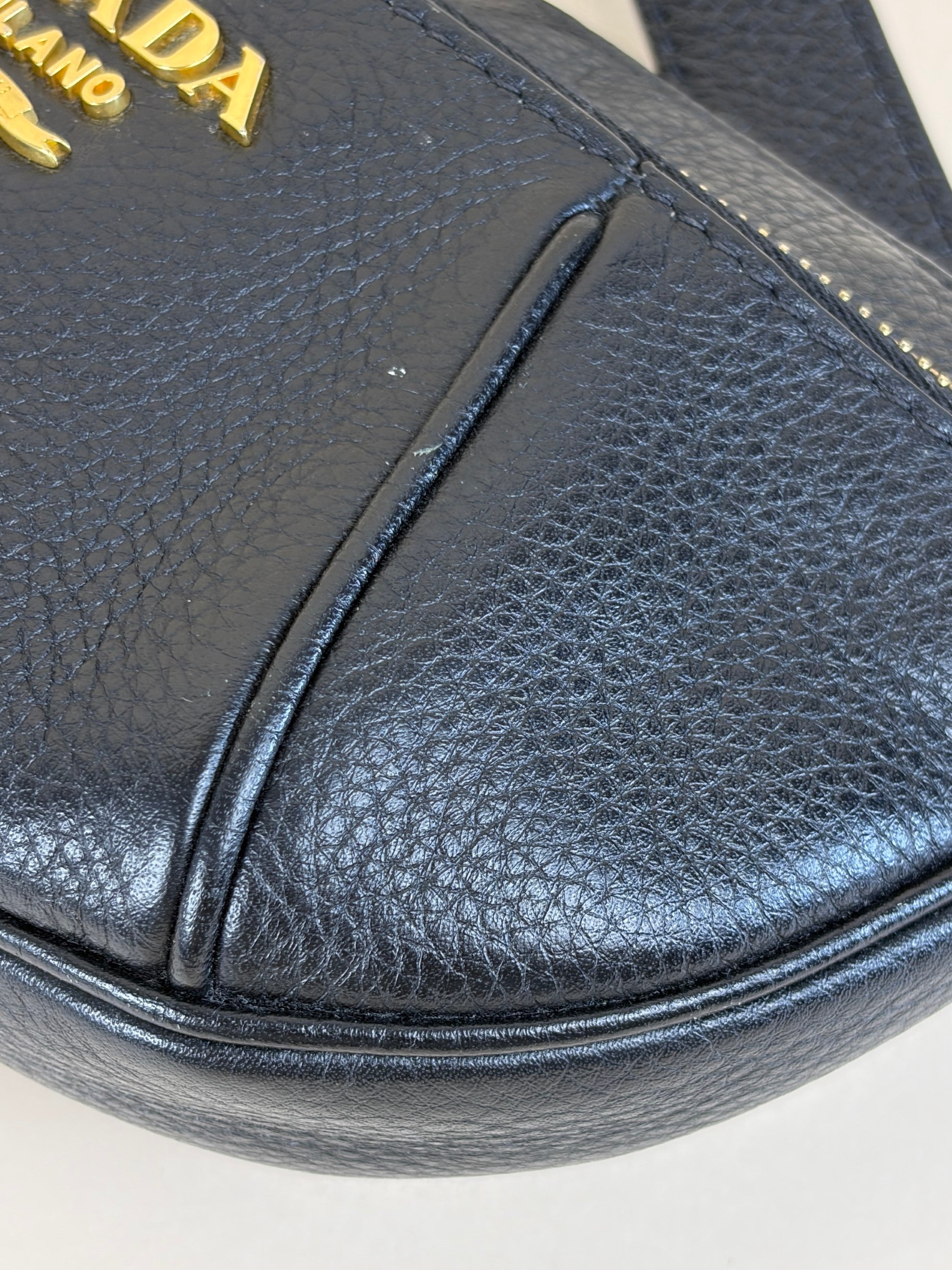 Prada black vitello danio leather belt bag