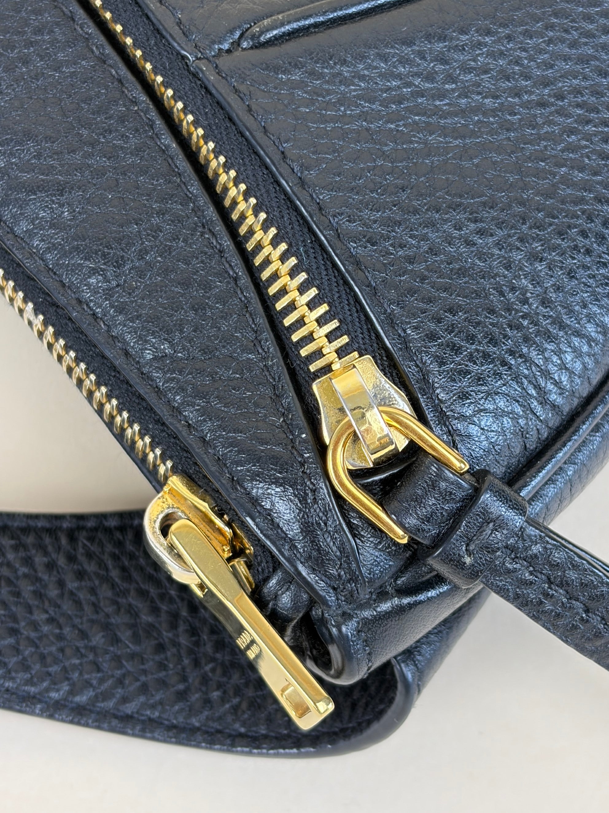 Prada black vitello danio leather belt bag