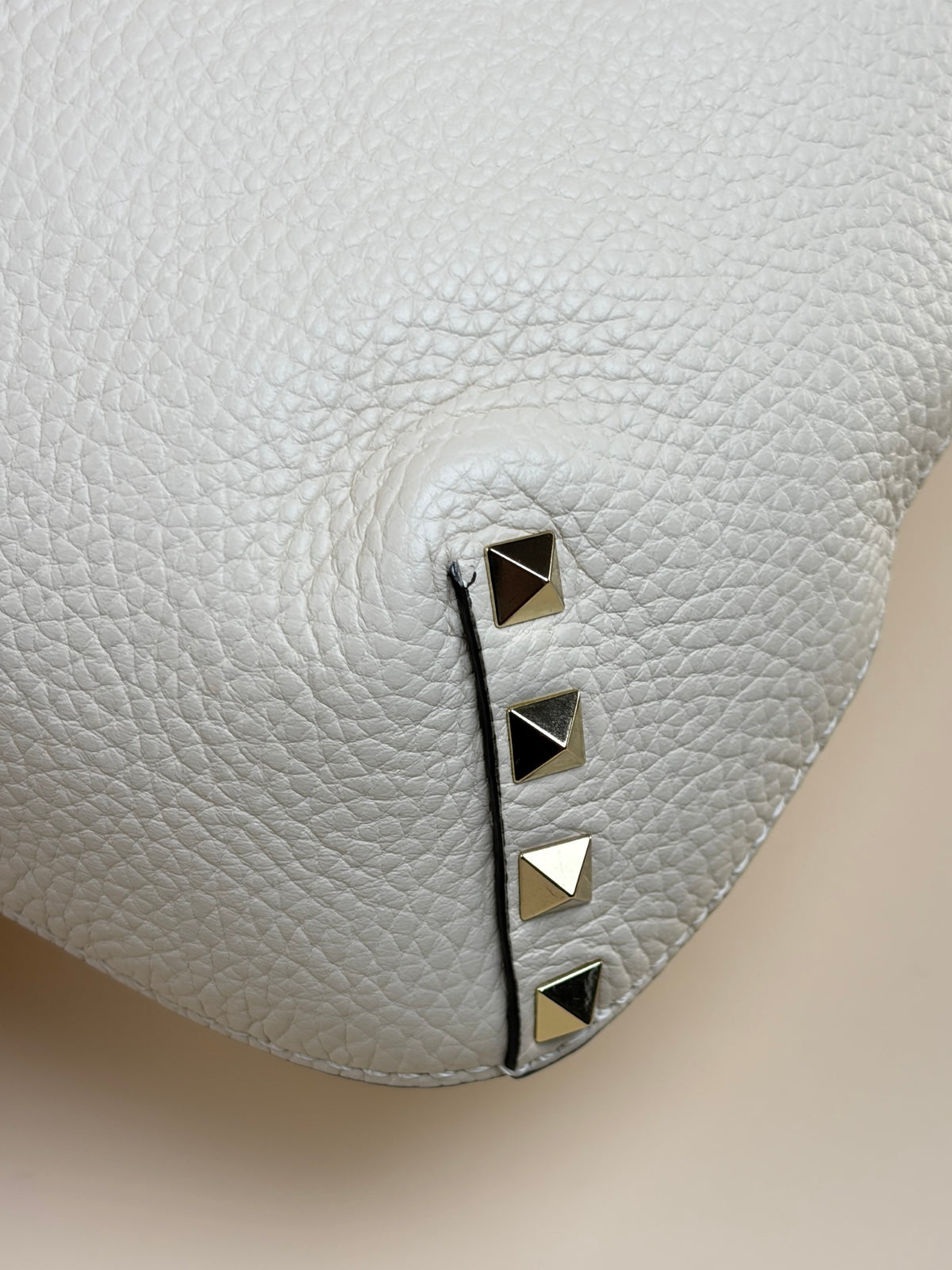 Valentino off white Pebbled Small Rockstud Flip Lock Hobo Bag