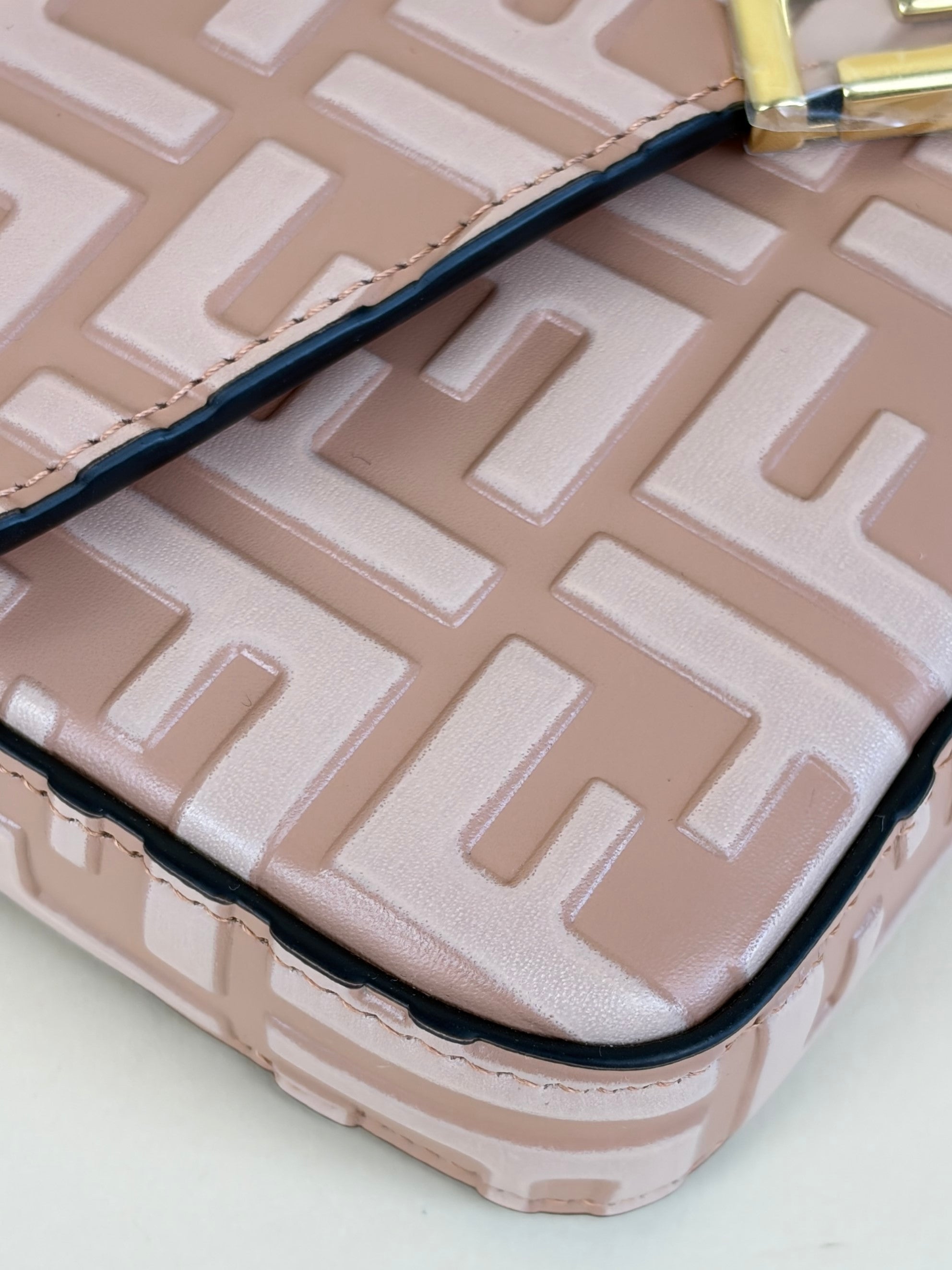 FENDI pink leather ff diamonds wallet on chain gold