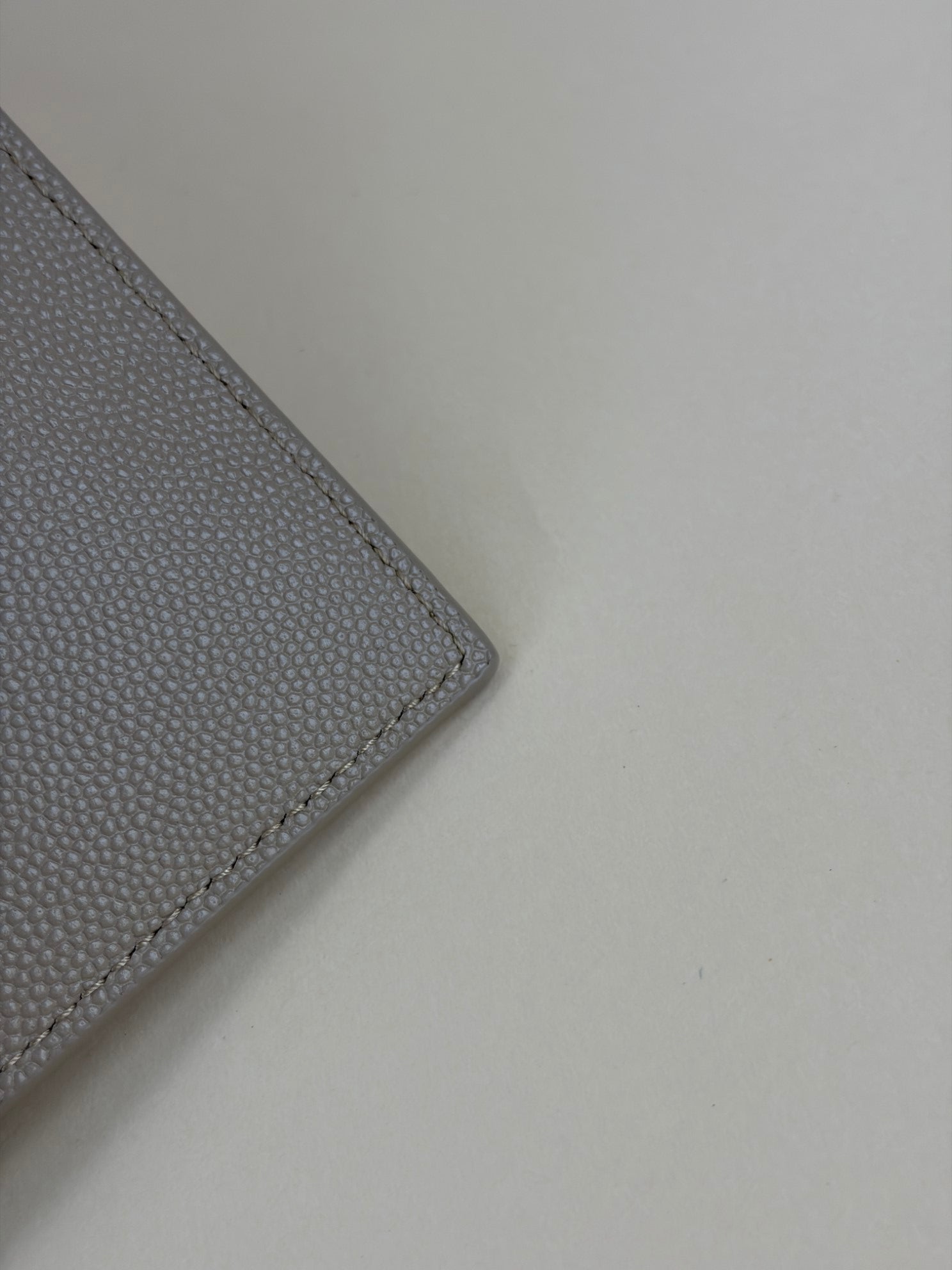 YSL beige Uptown Pouch Clutch