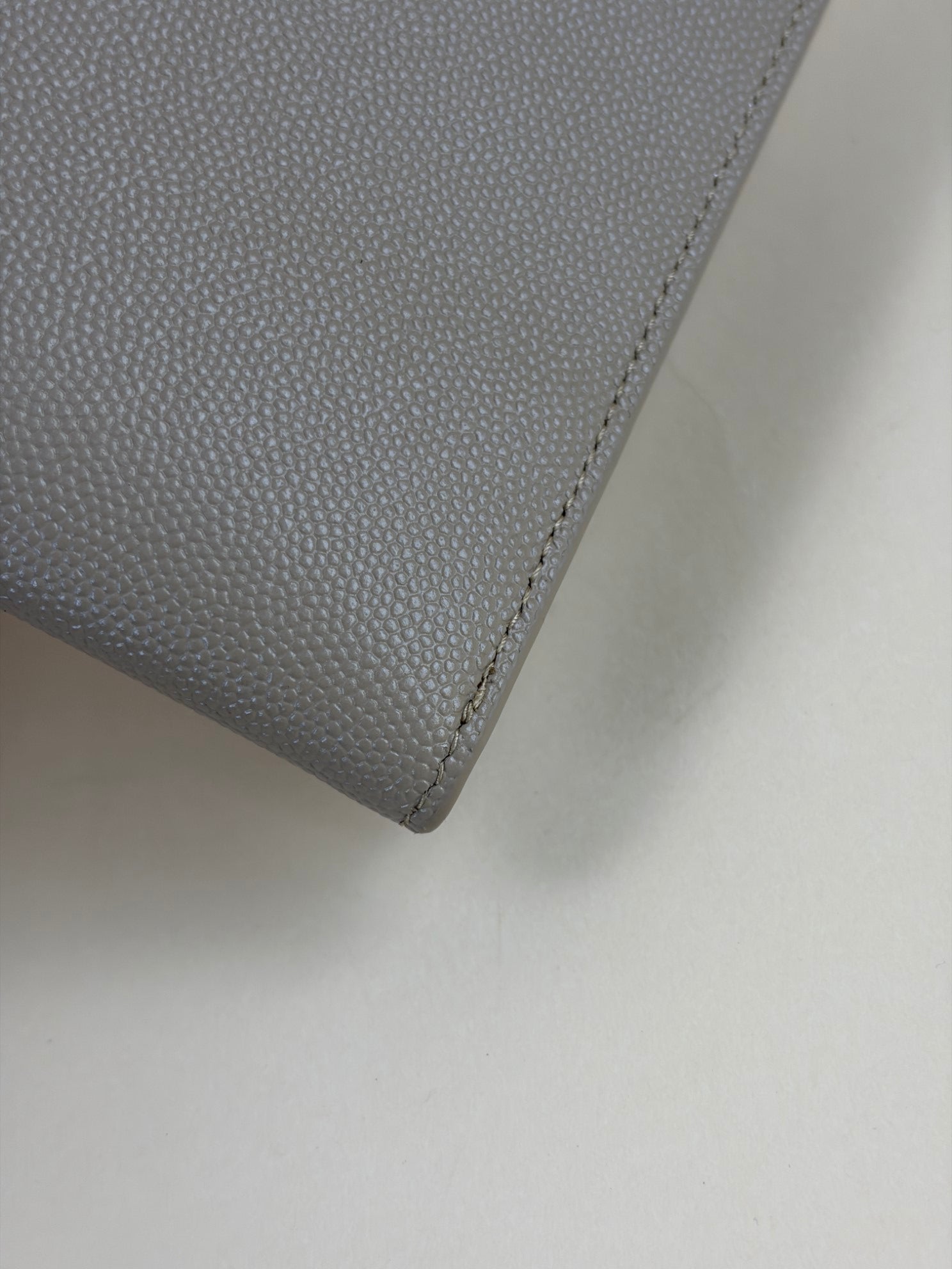 YSL beige Uptown Pouch Clutch