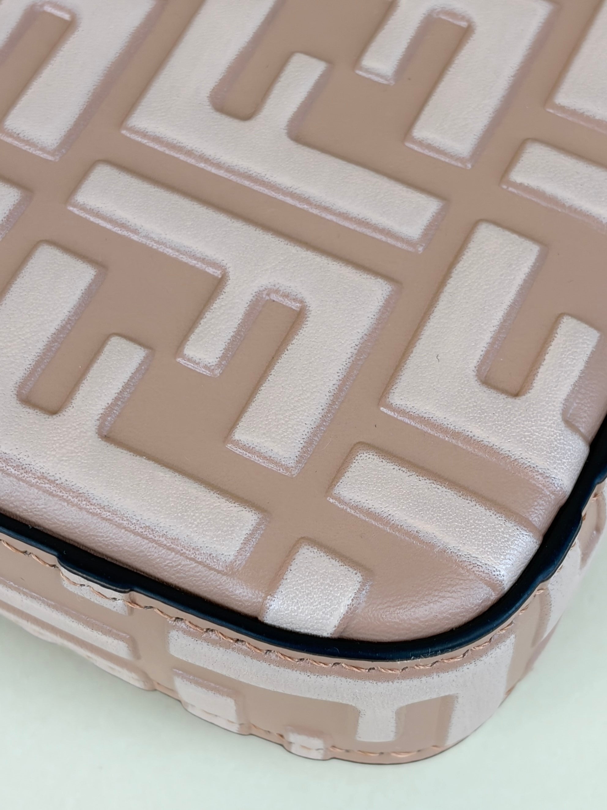 FENDI pink leather ff diamonds wallet on chain gold