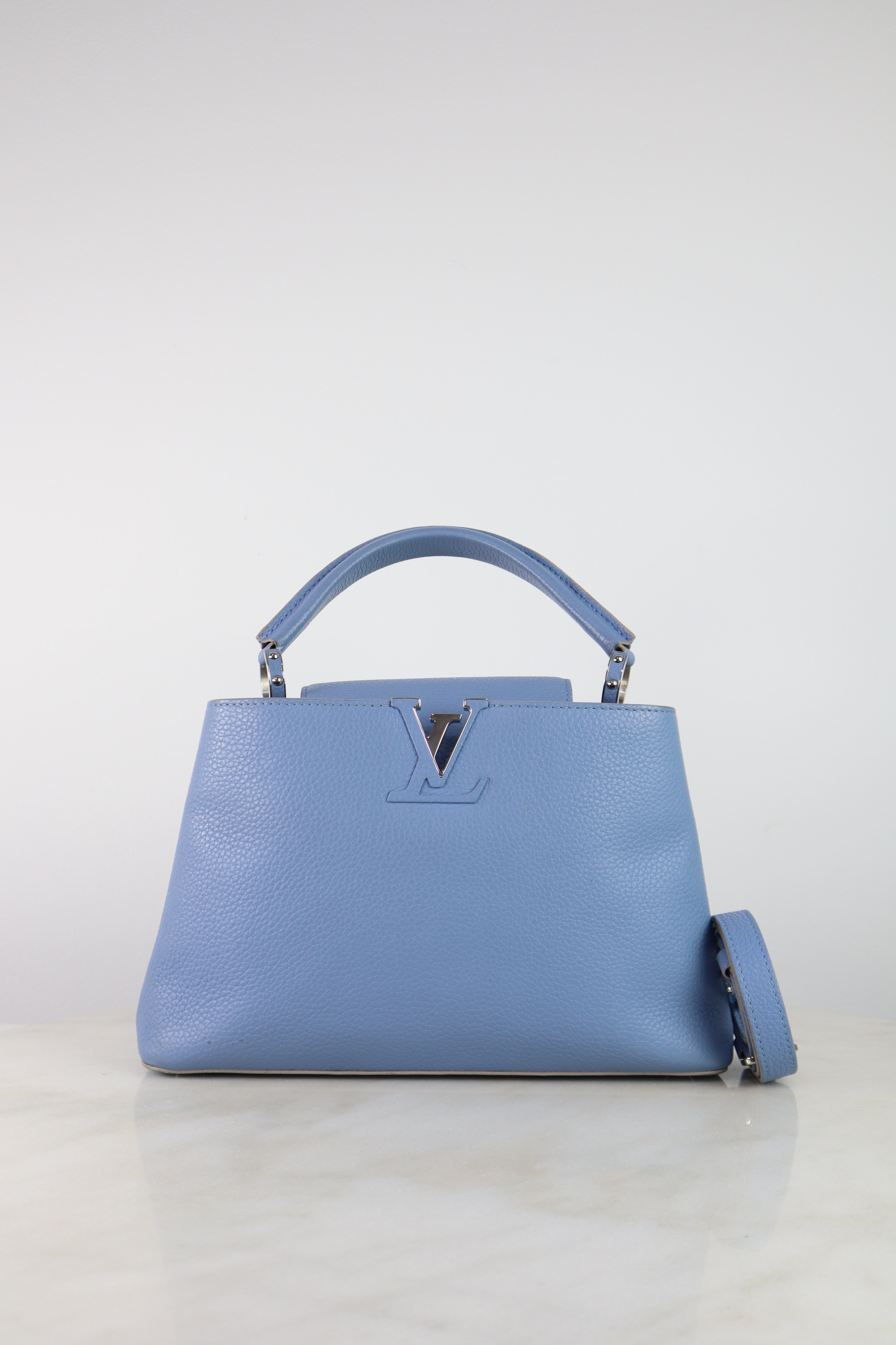 Louis Vuitton Baby Blue Capucines MM Tote Bag with Strap