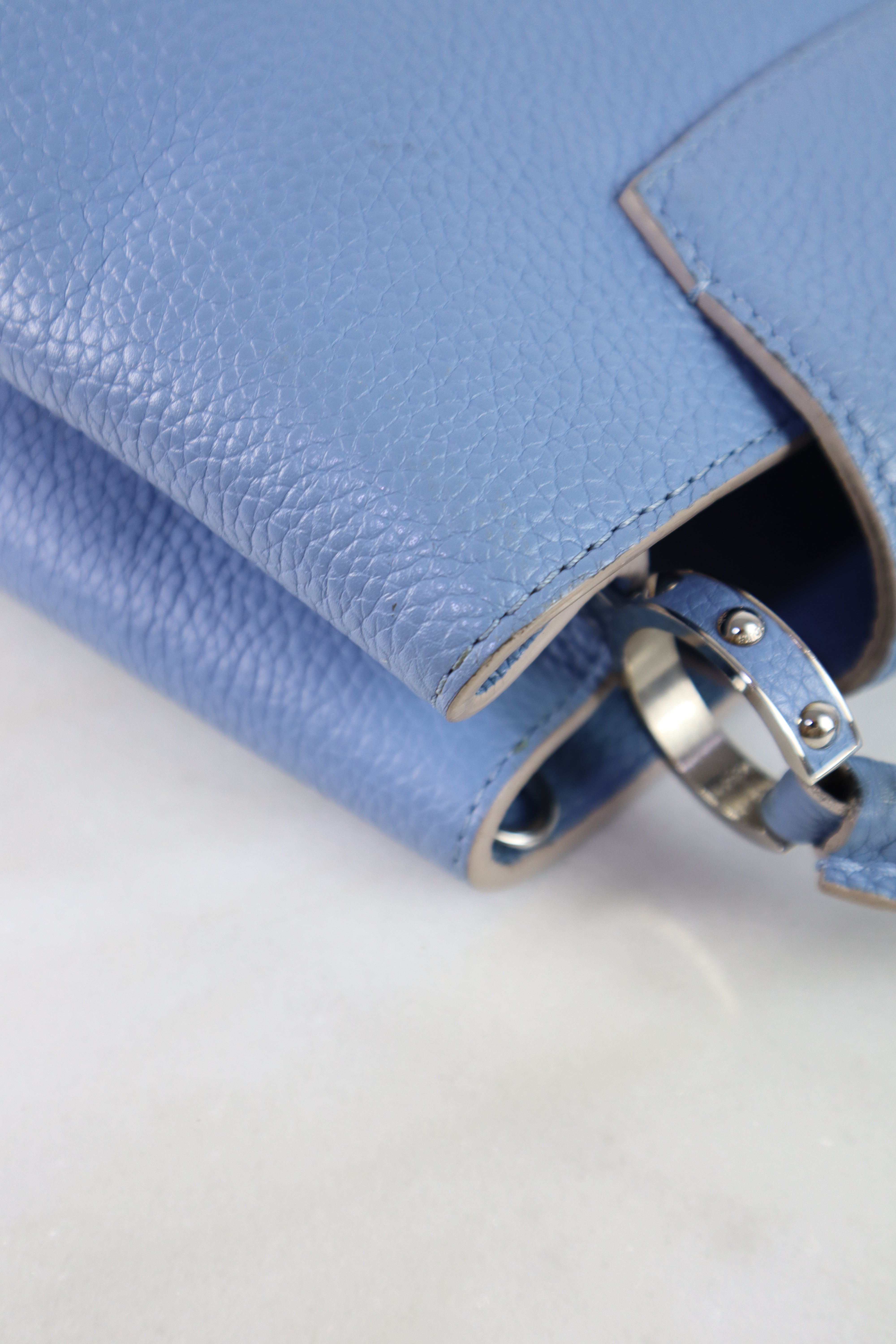Louis Vuitton Baby Blue Capucines MM Tote Bag with Strap