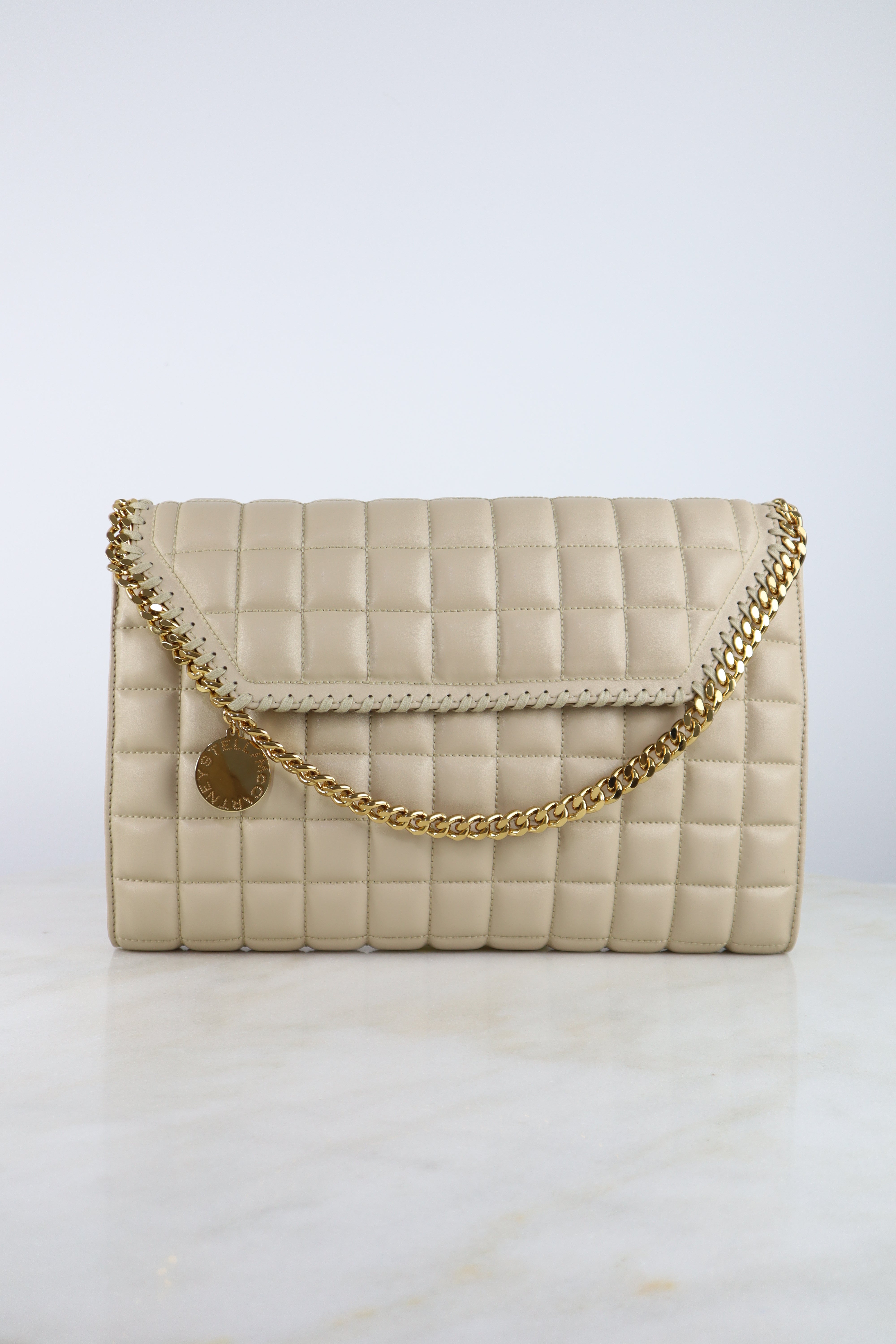 Stella Mccartney Beige Quilted Clutch Shoulder Bag