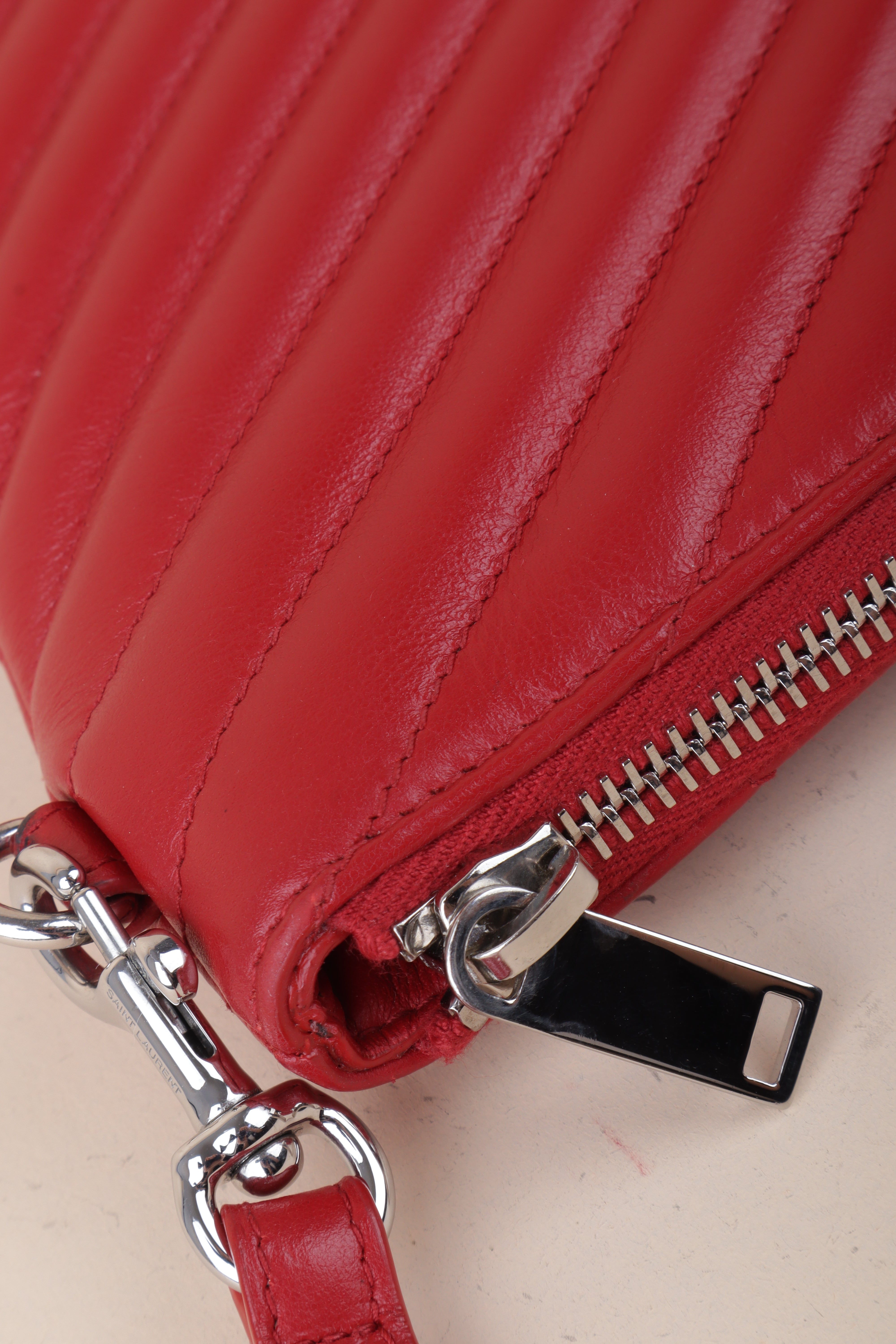 YSL red Cassandre matelassé document holder