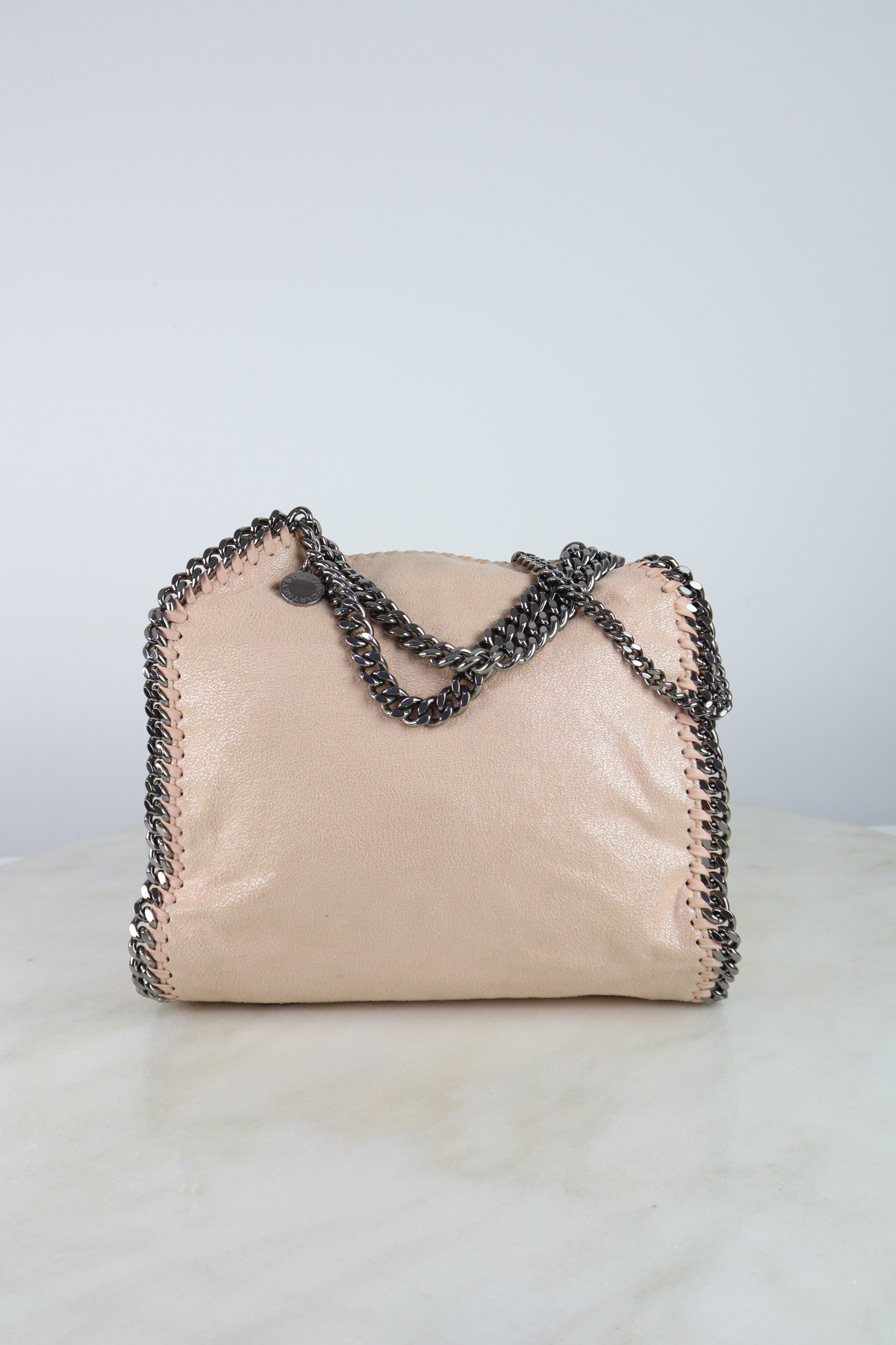 Stella Mccartney Powder Pink Falabella Small Tote Bag with Chain