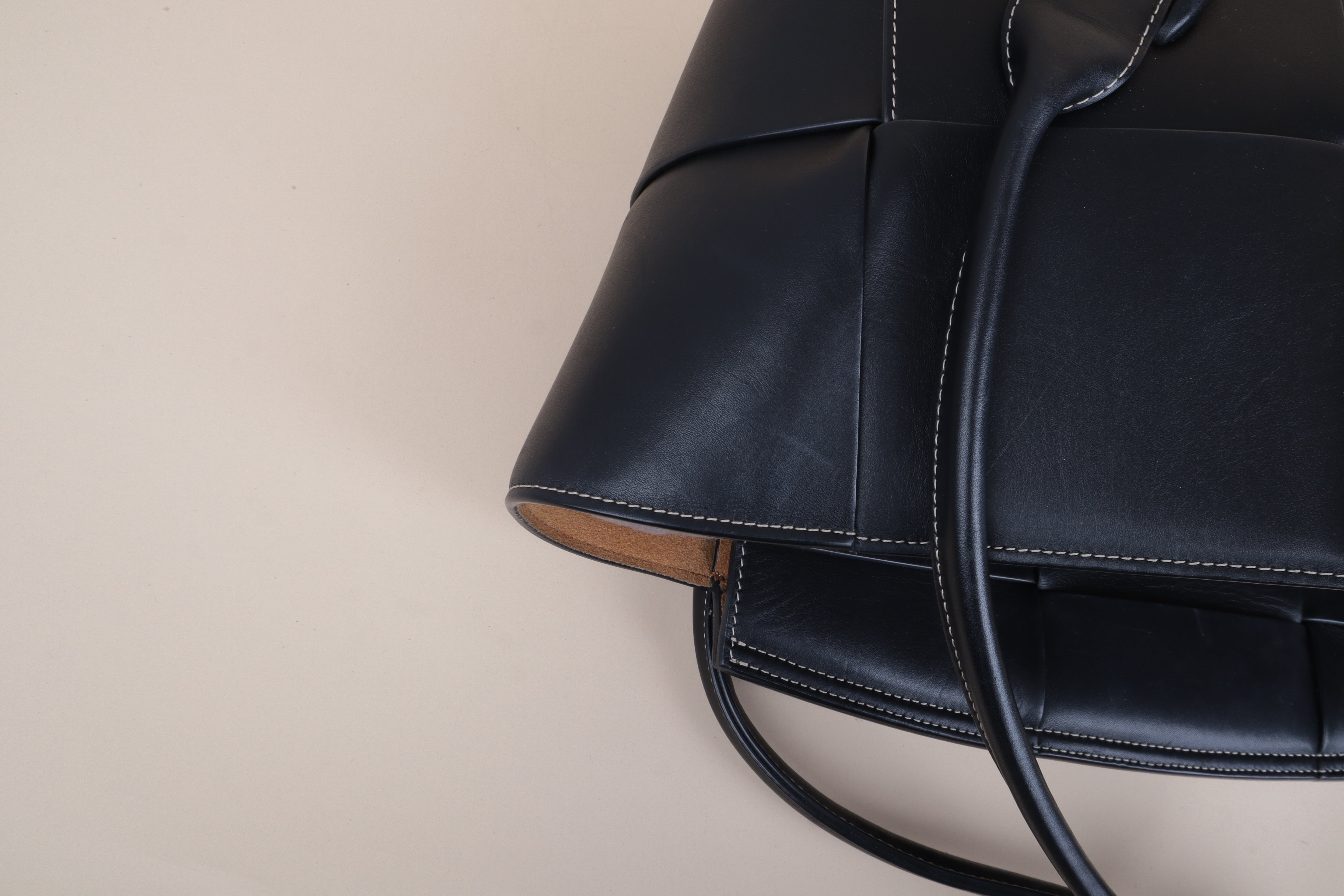 BOTTTEGA VENETA  Camel Arco Medium Top Handle Bag