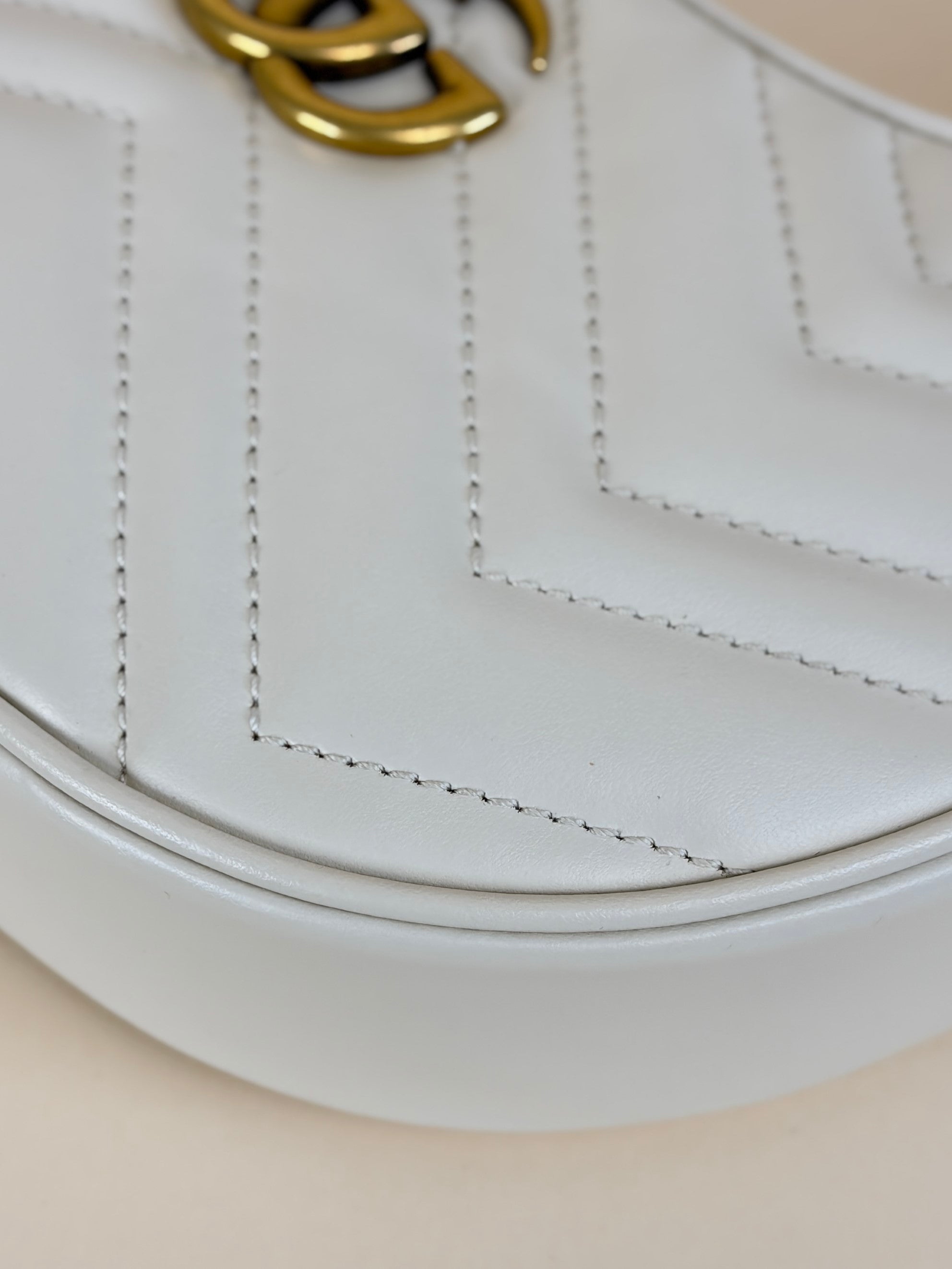 Gucci White GG Marmont Small Shoulder Bag