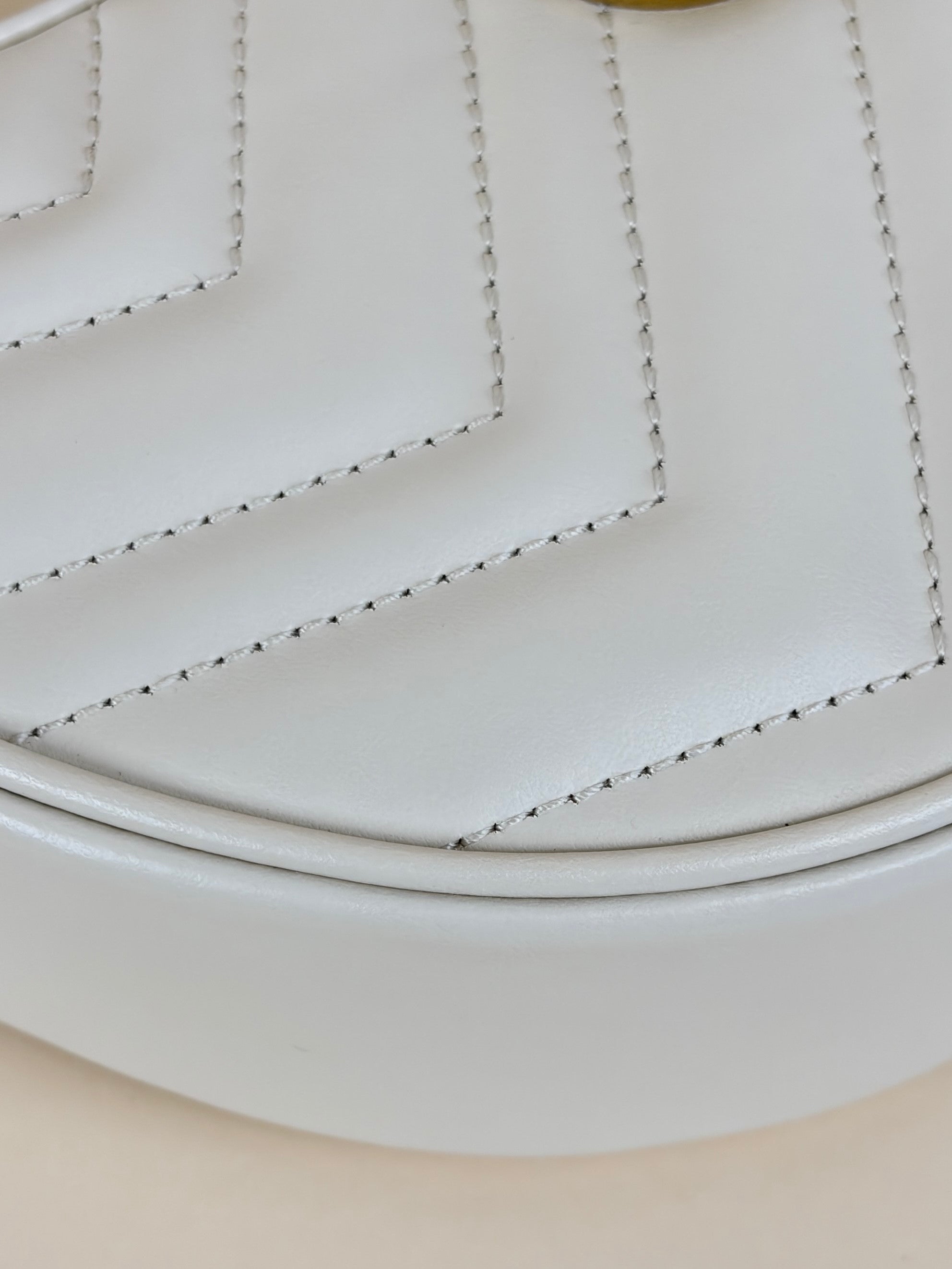 Gucci White GG Marmont Small Shoulder Bag