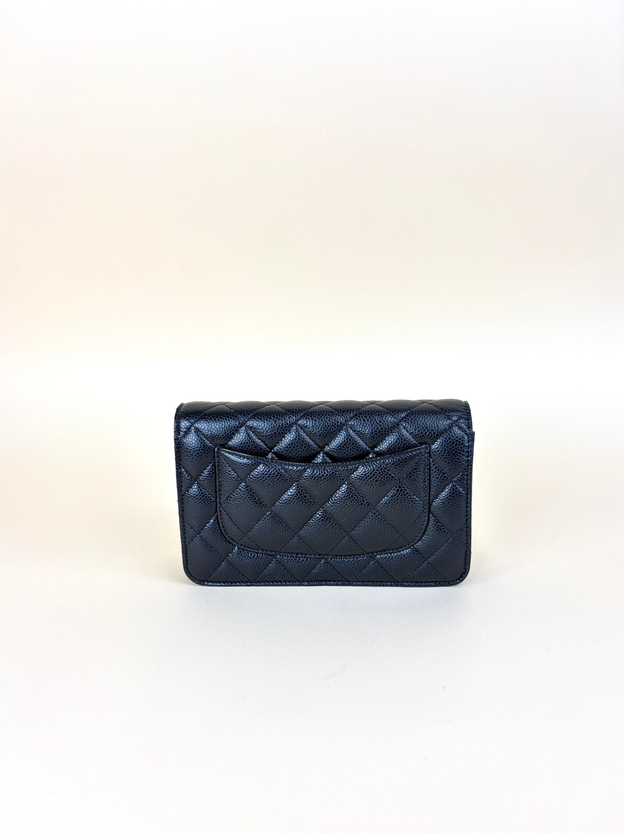 Chanel Black Quilted Flap Wallet On Chain
