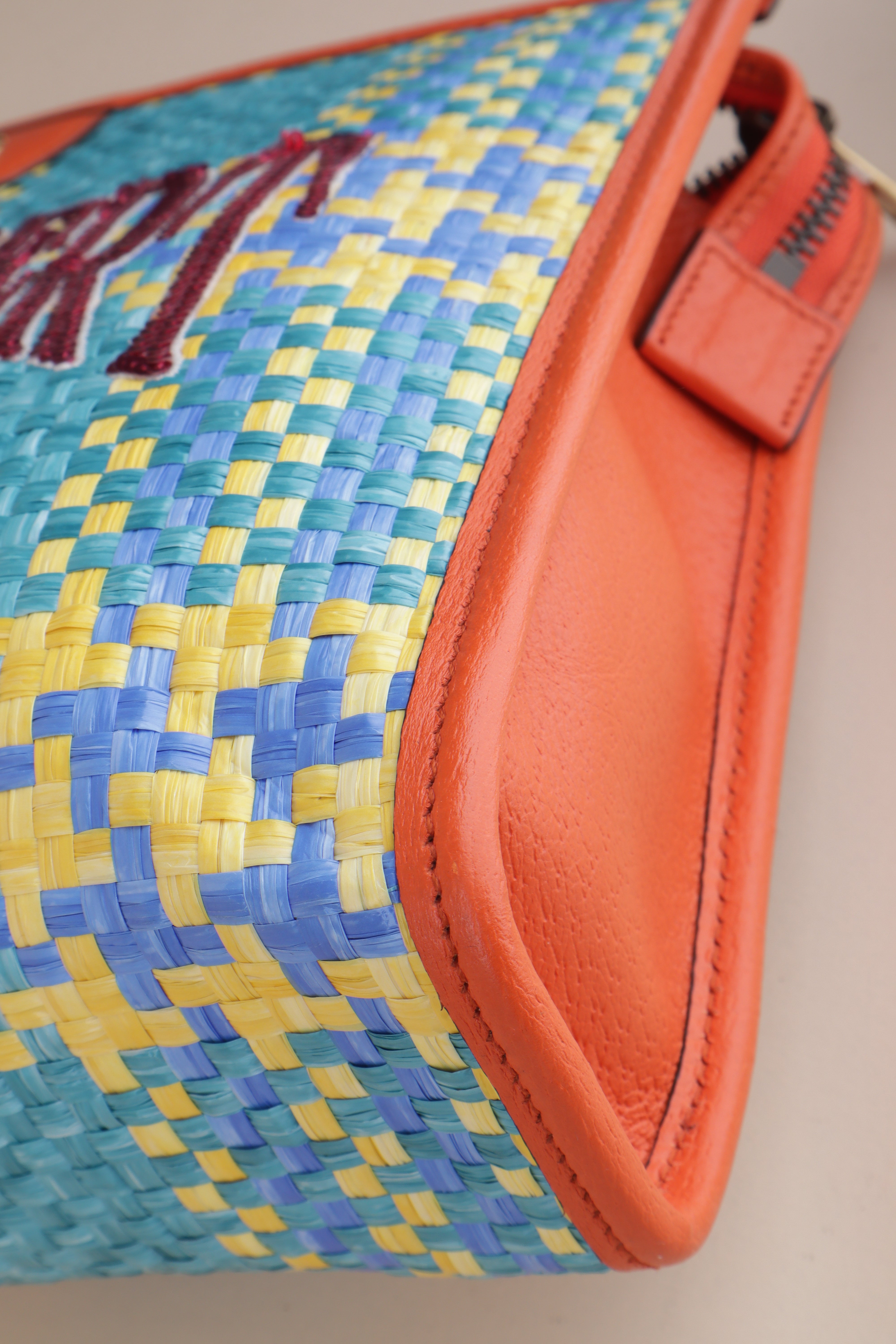 GUCCI Miami raffia sequins beauty case