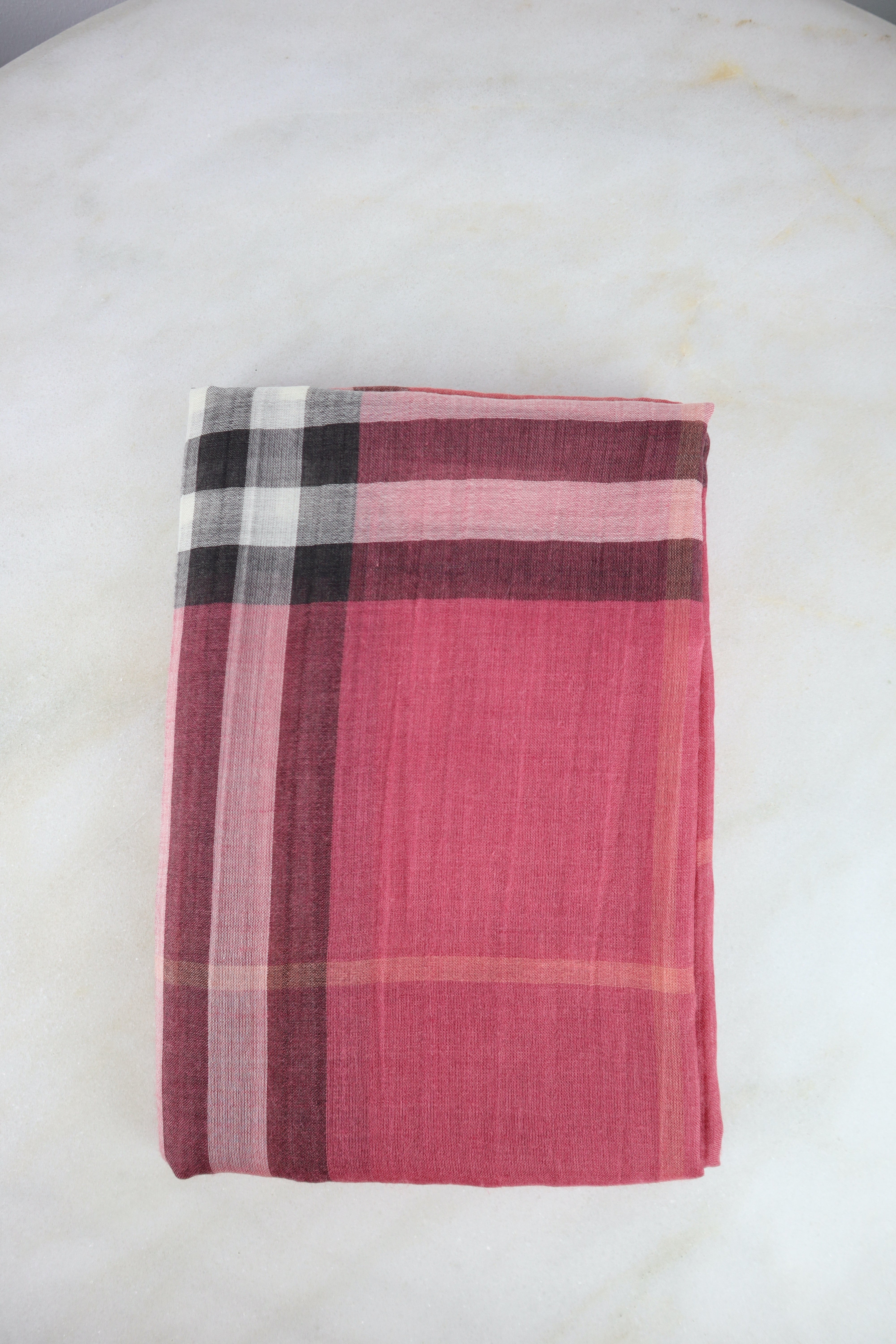 Burberry Tricolor Check Wool Silk Scarf