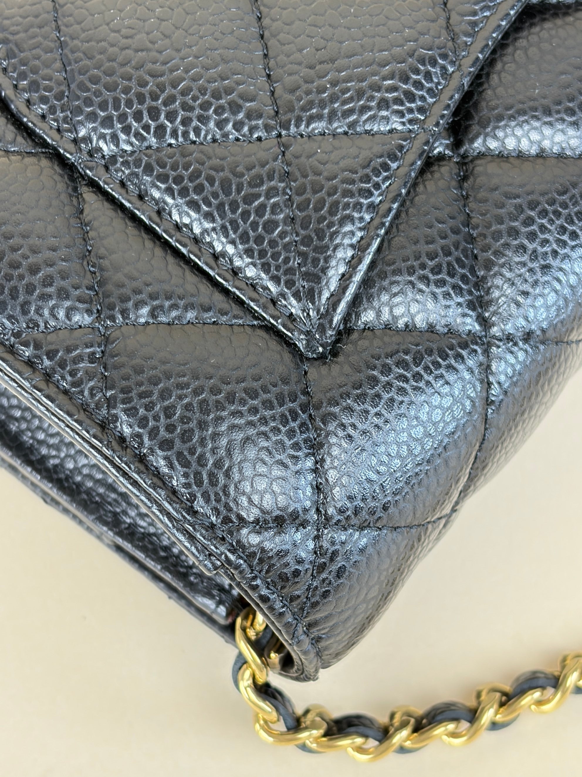 Chanel Black Quilted Flap Wallet On Chain