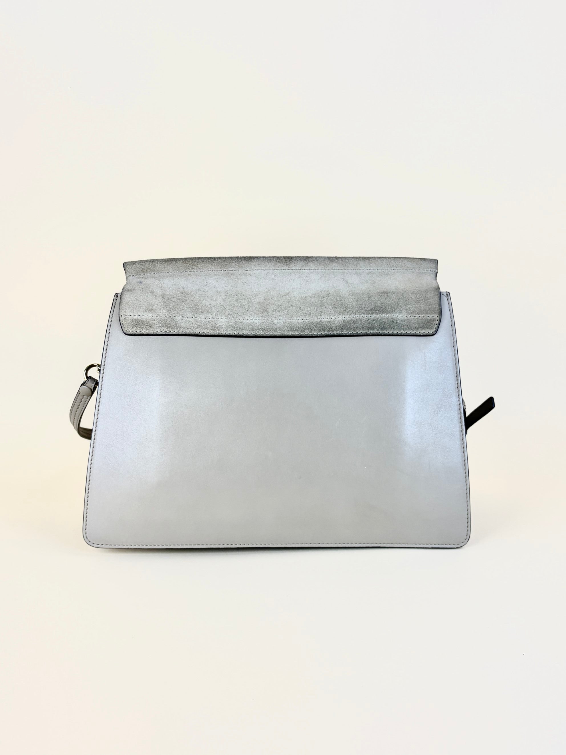 Chloe grey Faye calfskin suede medium shoulder bag