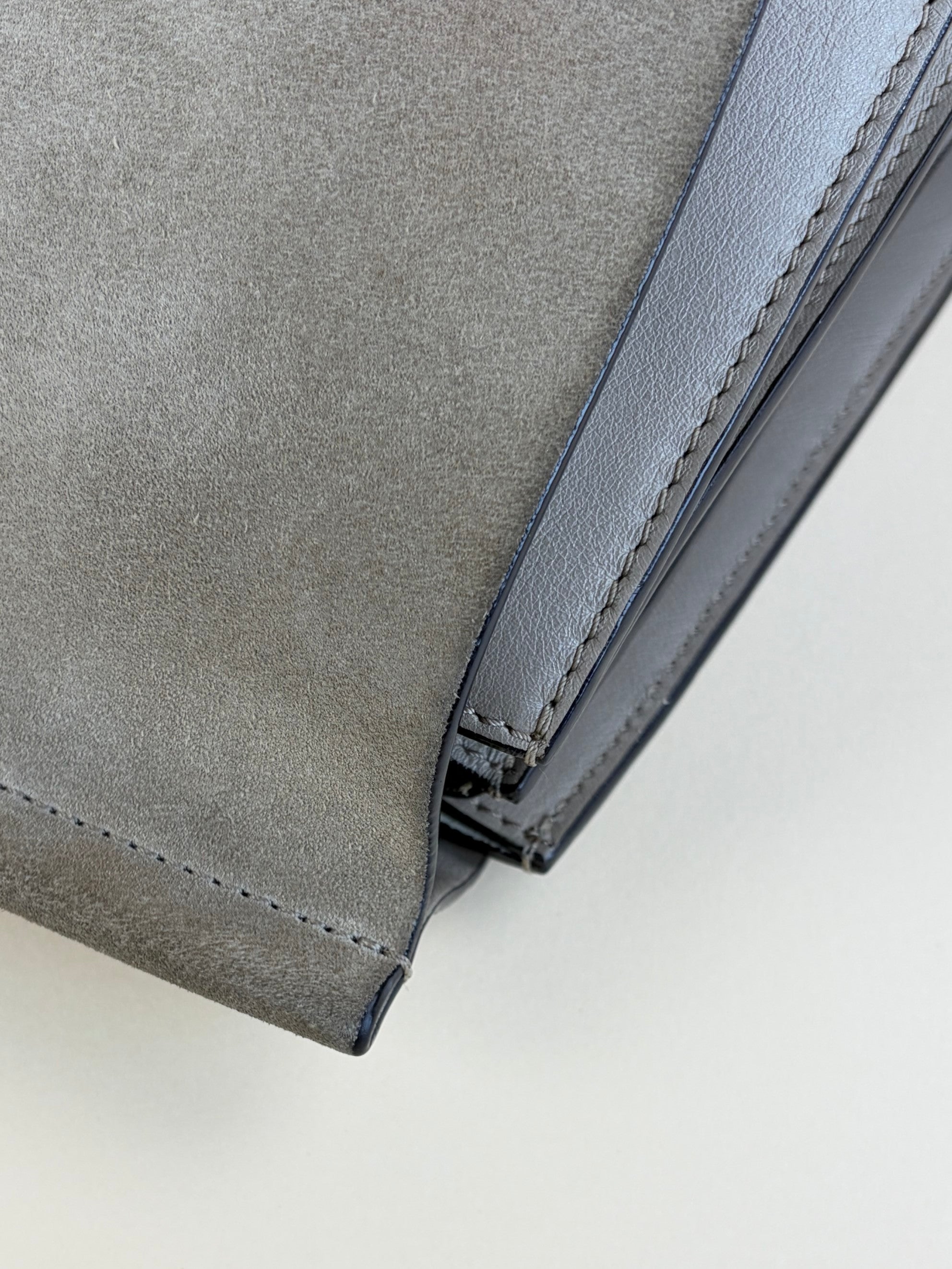 Chloe grey Faye calfskin suede medium shoulder bag