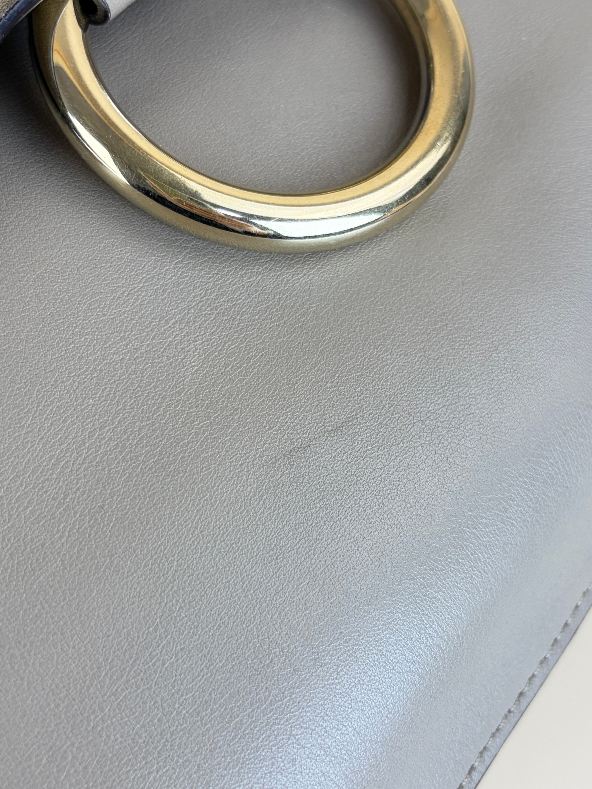 Chloe grey Faye calfskin suede medium shoulder bag