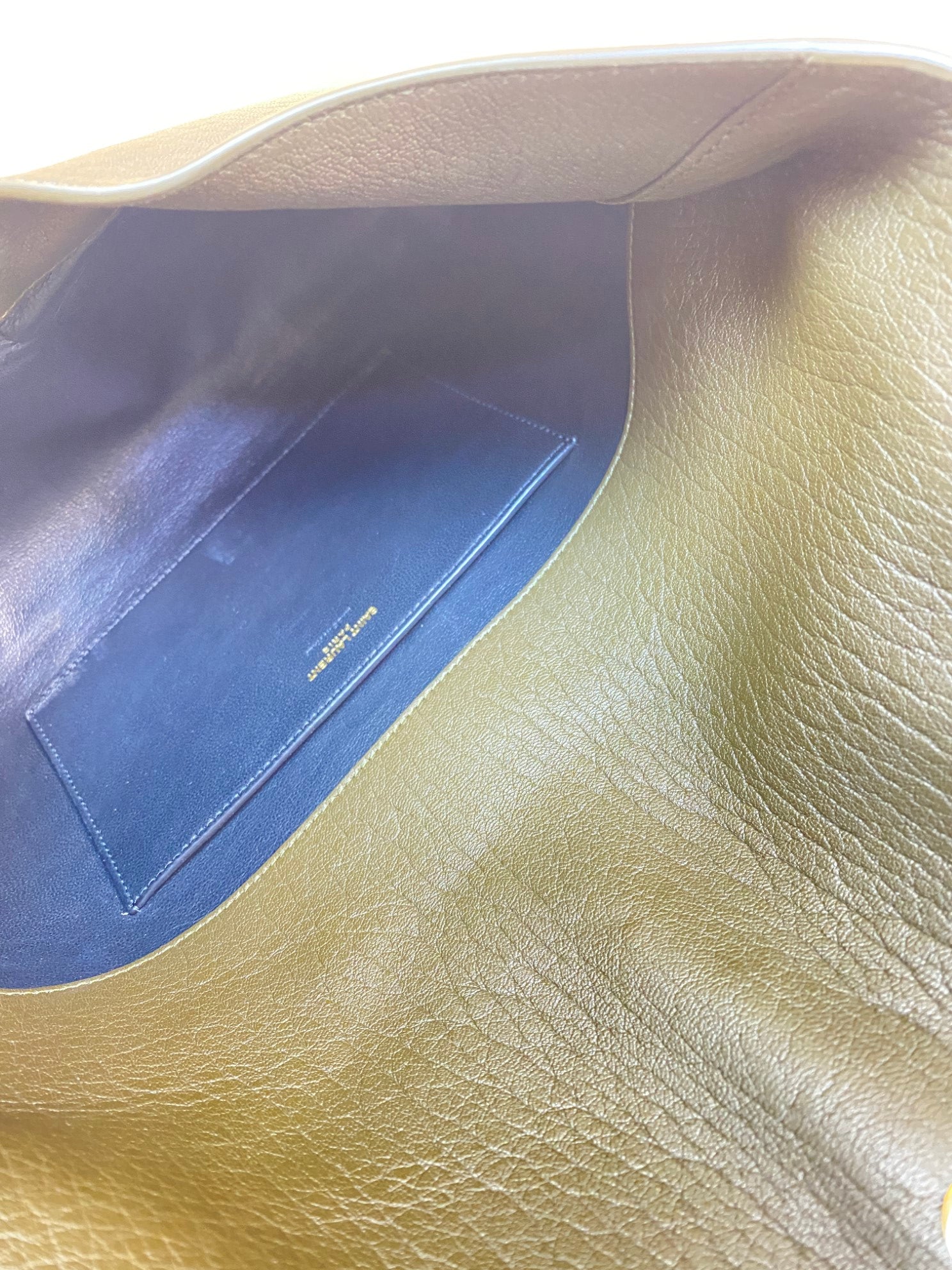 YSL gray Cassandre Envelope Large Clutch