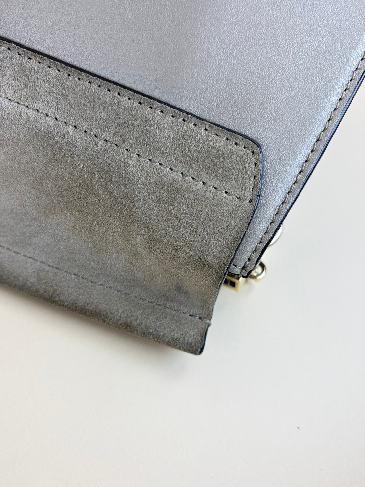 Chloe grey Faye calfskin suede medium shoulder bag