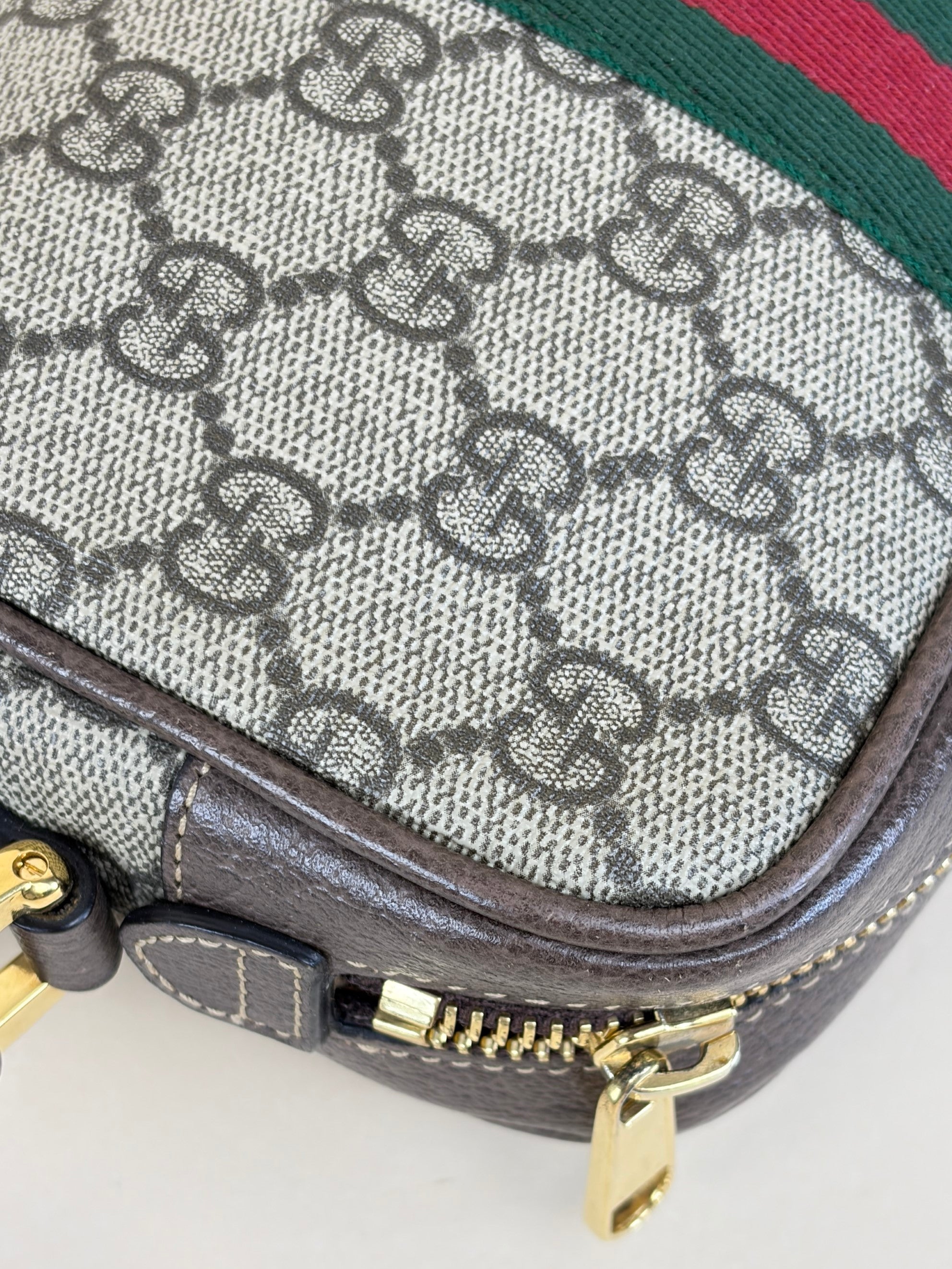 Gucci Brown GG Supreme Mini Ophidia Shoulder Bag