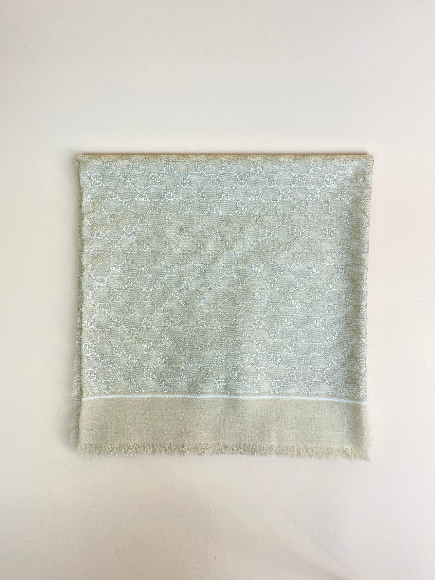 GUCCI SCARF laminated gg wool shawl beige-Scarf-Gucci-The Closet Egypt