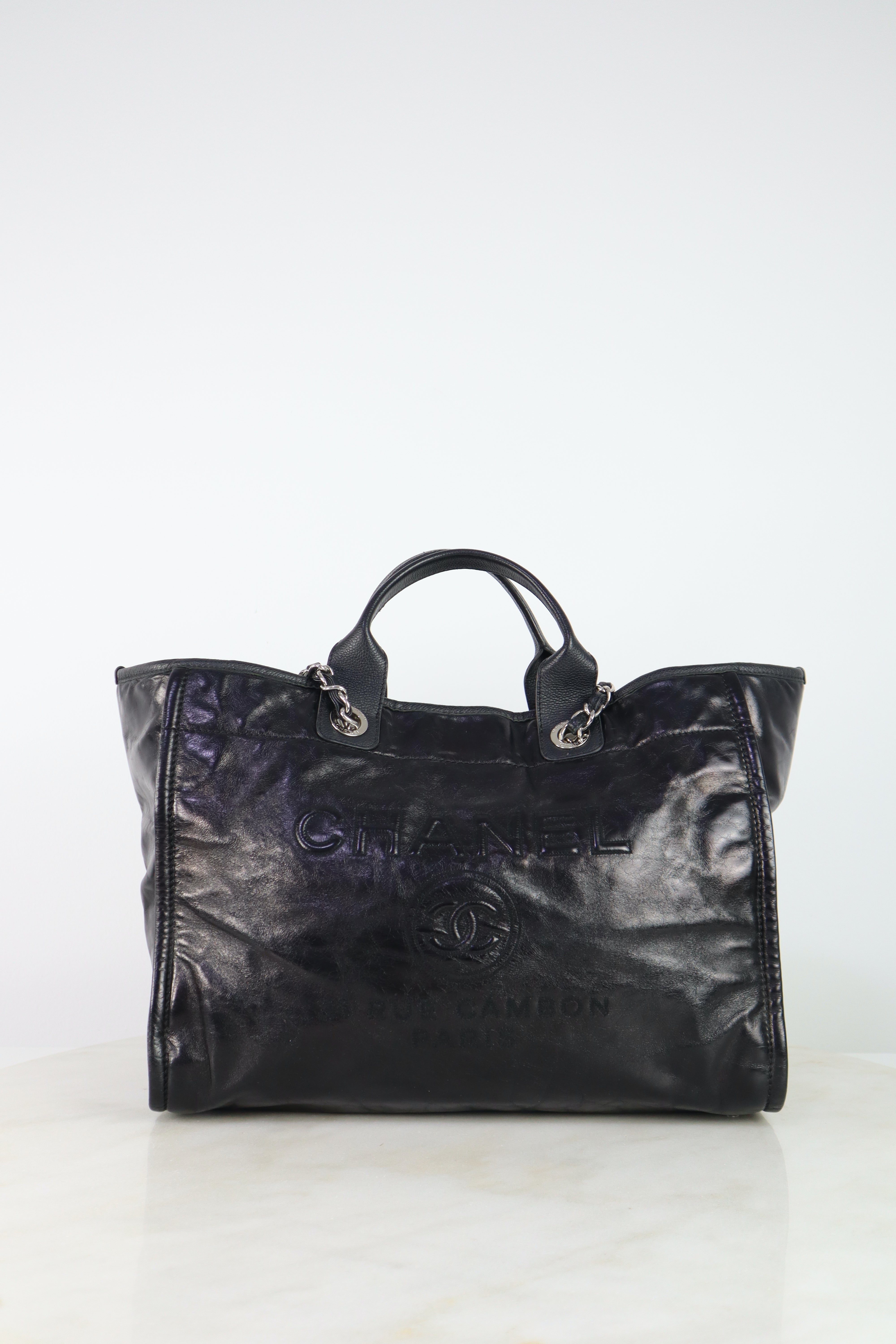 Chanel Black DeauvillE Large Tote Shoulder Bag