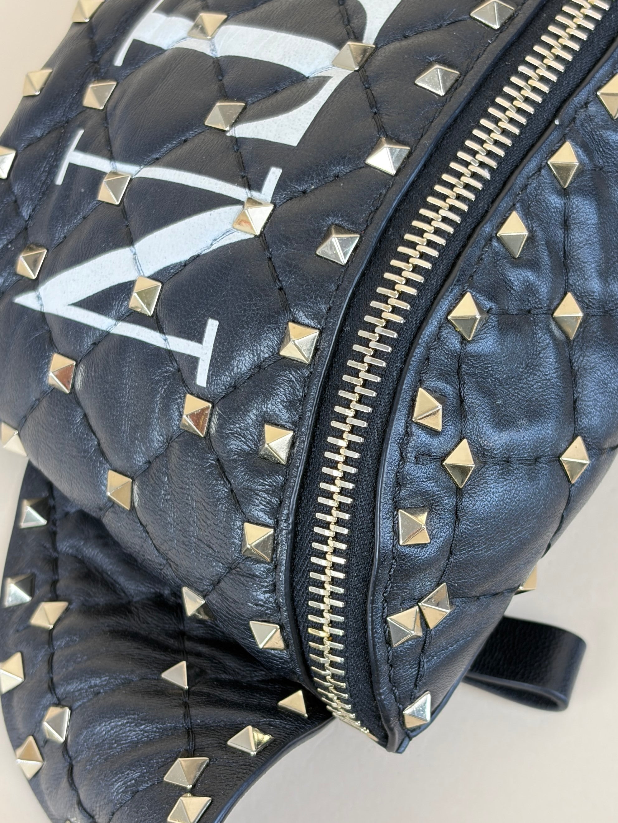 Valentino Black VLTN Rockstud Spike Belt Bag