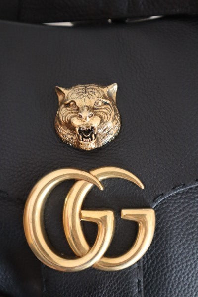 Gucci Black GG Marmont Cellarius Feline Flap Bag