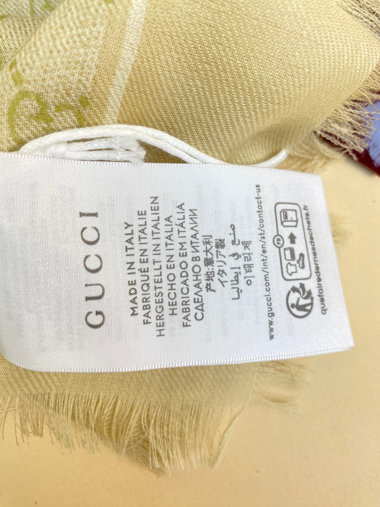 GUCCI SCARF laminated gg wool shawl beige-Scarf-Gucci-The Closet Egypt