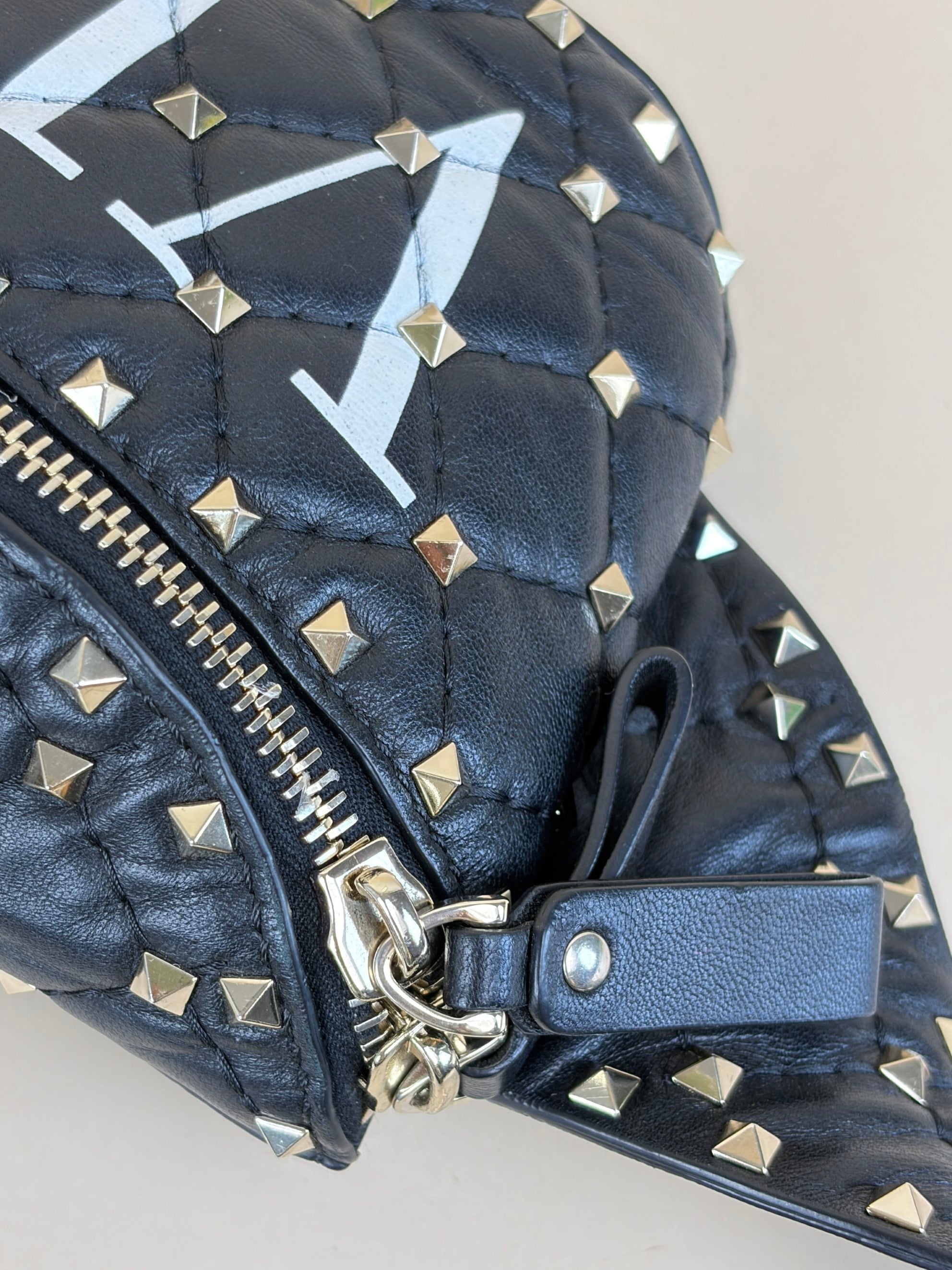 Valentino Black VLTN Rockstud Spike Belt Bag