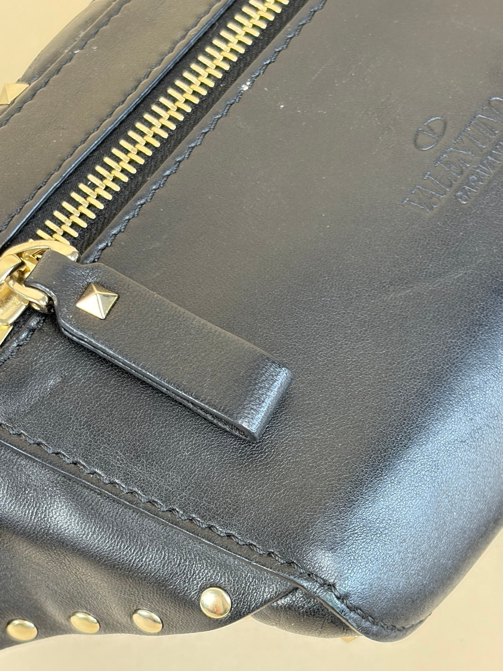 Valentino Black VLTN Rockstud Spike Belt Bag