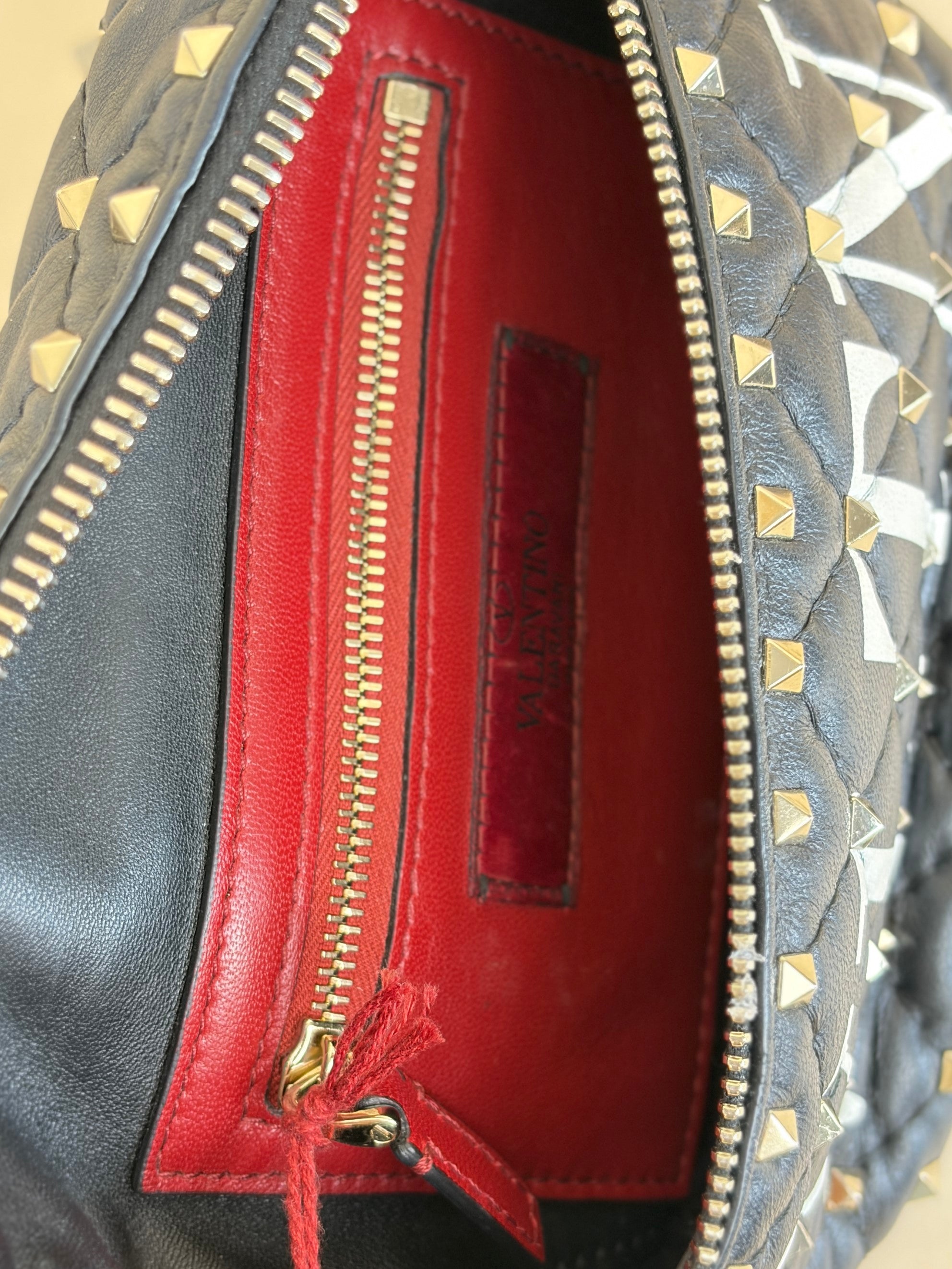 Valentino Black VLTN Rockstud Spike Belt Bag