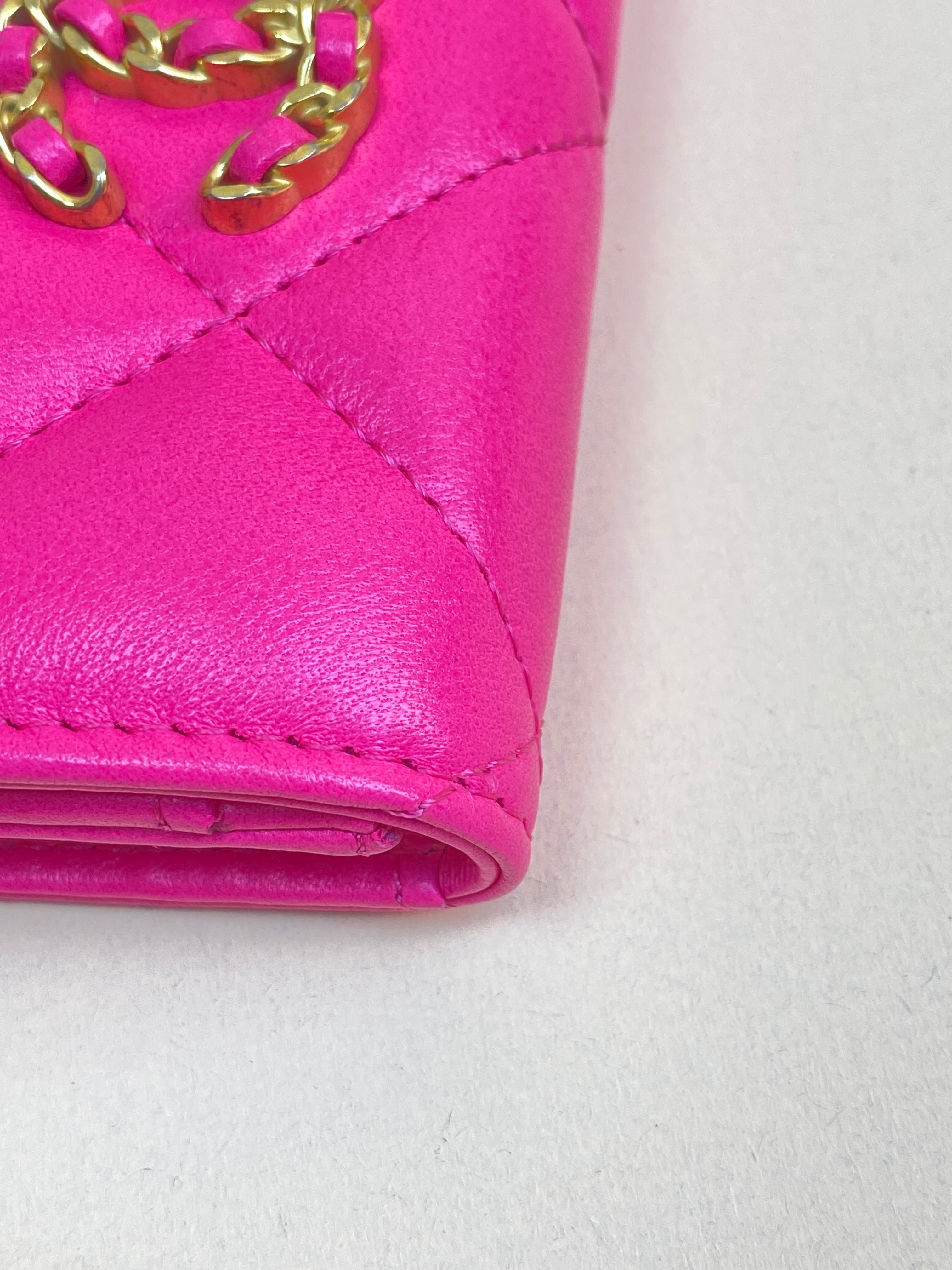 Chanel hot pink 19 small wallet
