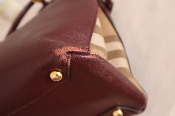 Burberry Burgundy House Check Banner Medium Bag