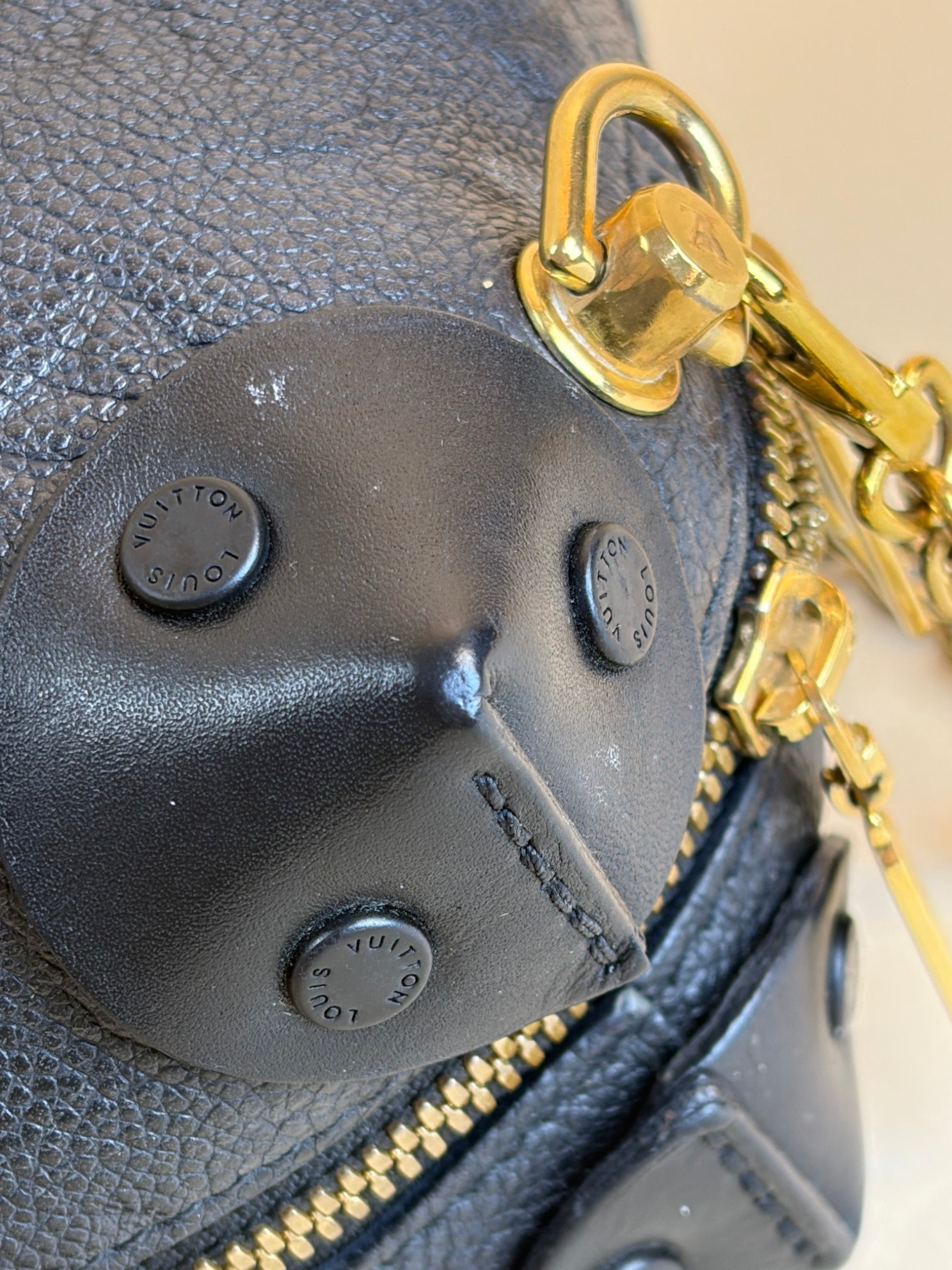 Louis Vuitton Black Monogram Petite Malle Souple Empreinte Tote Bag