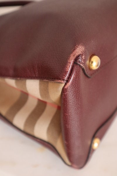 Burberry Burgundy House Check Banner Medium Bag