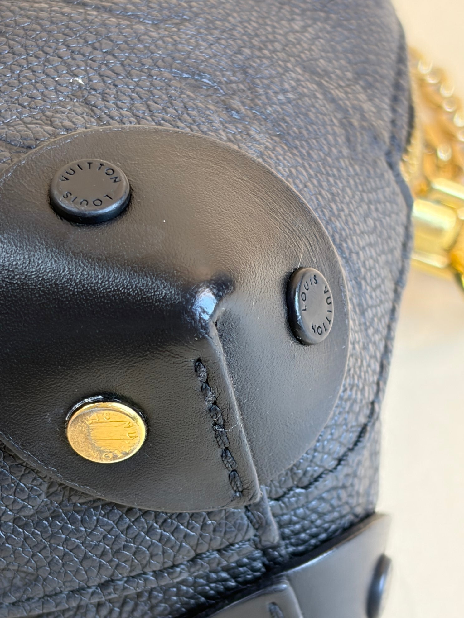 Louis Vuitton Black Monogram Petite Malle Souple Empreinte Tote Bag